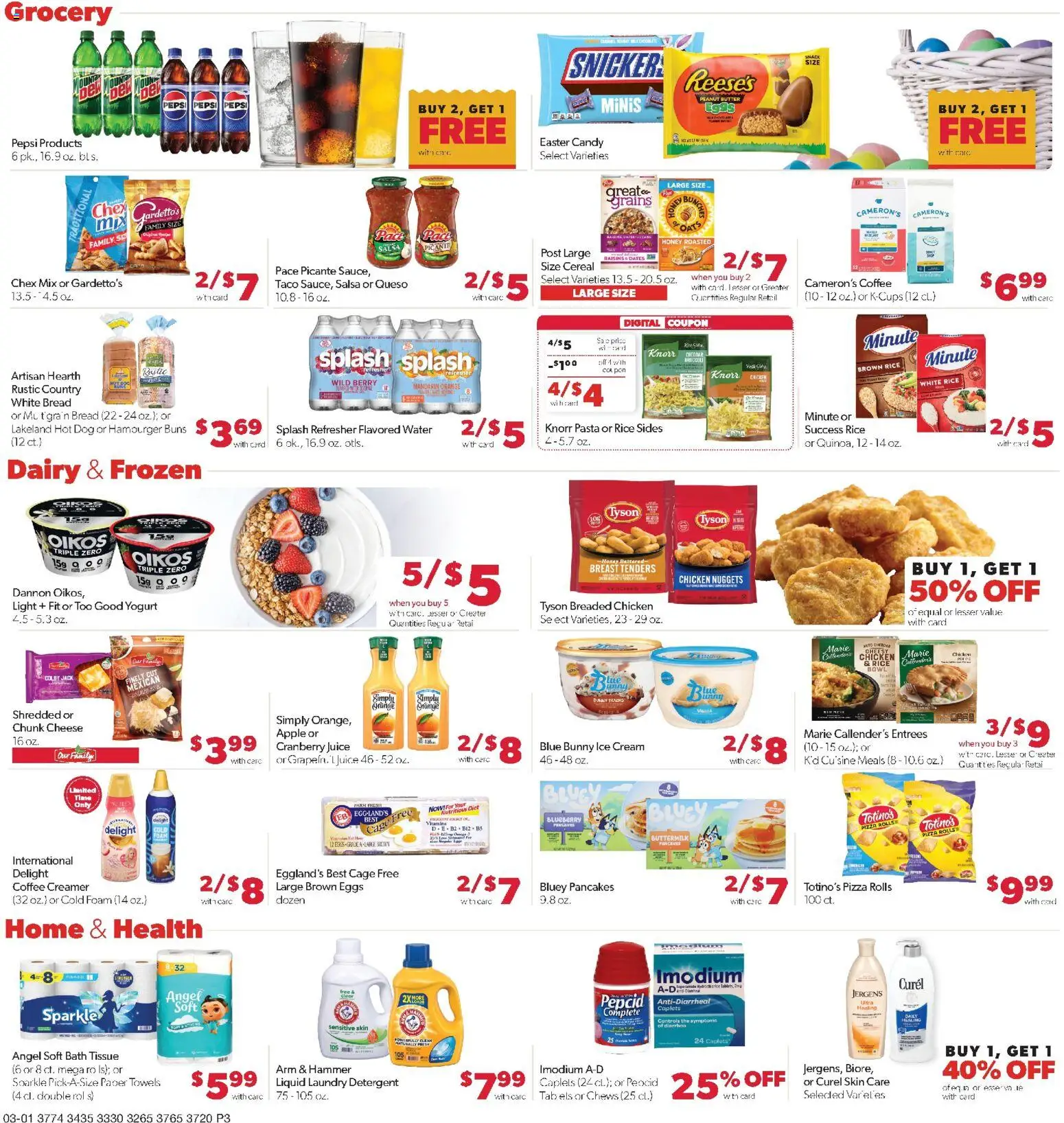 Family Fare Weekly Ad - valid from 01.03.2026 | Page: 3 | Products: Butter, Cheese, Cream, Raisins