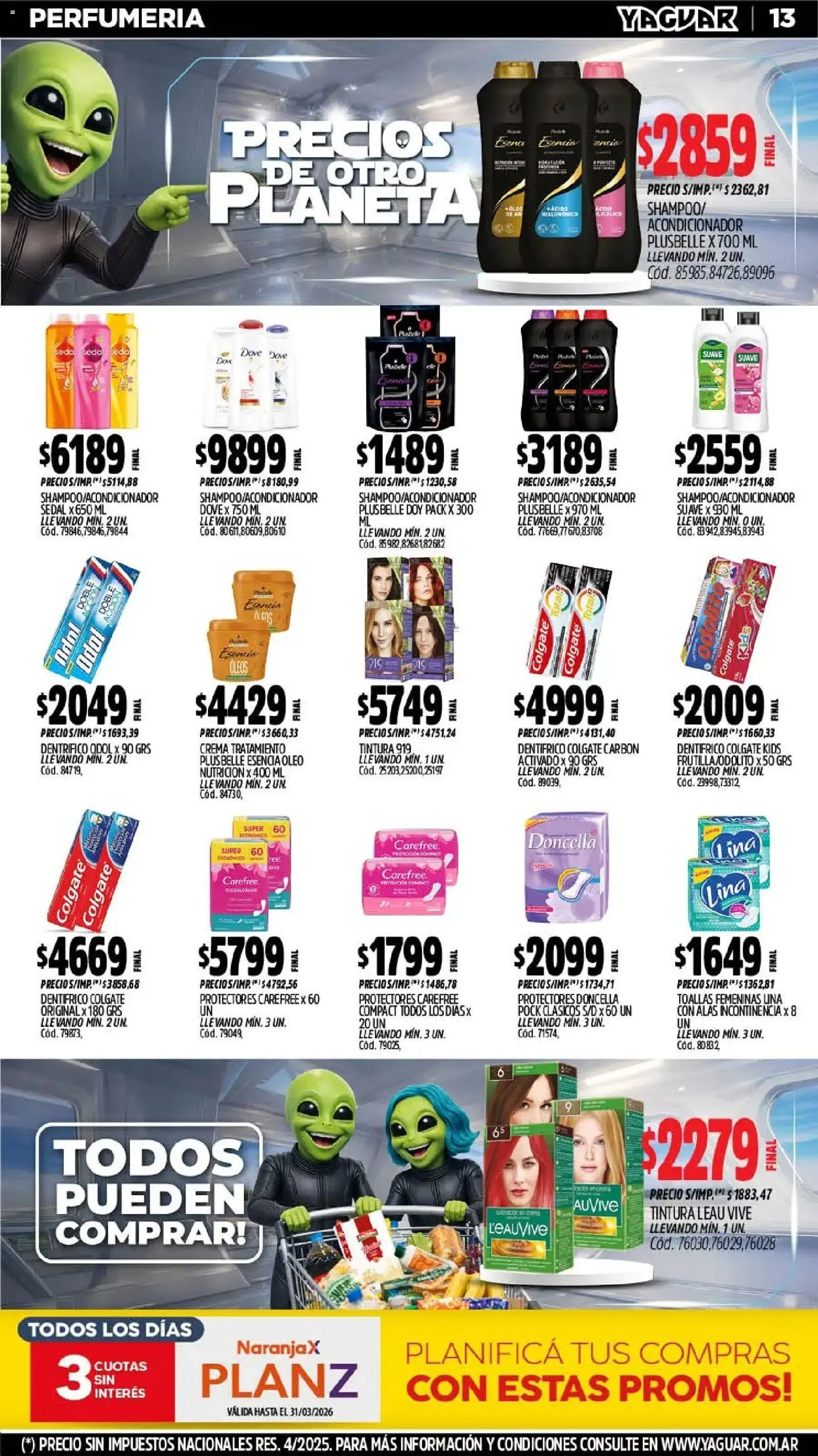 Yaguar - Oferta Semanal Córdoba │ válido desde el 02.03.2026 | Página: 13 | Productos: Toallas, Tintura, Acondicionador, Crema