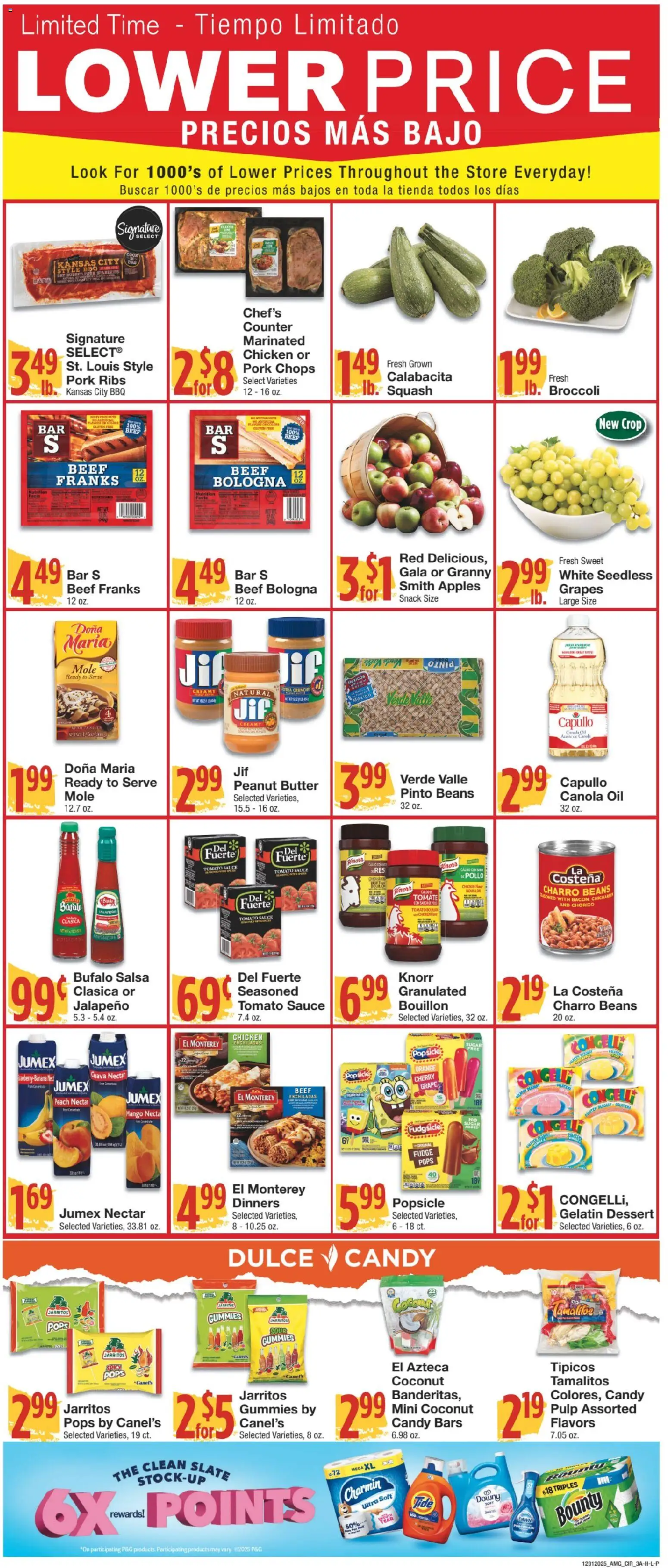 United Supermarkets Ad - valid from 30.12.2025 | Page: 3 | Products: Broccoli, Beef, Sauce, Peach