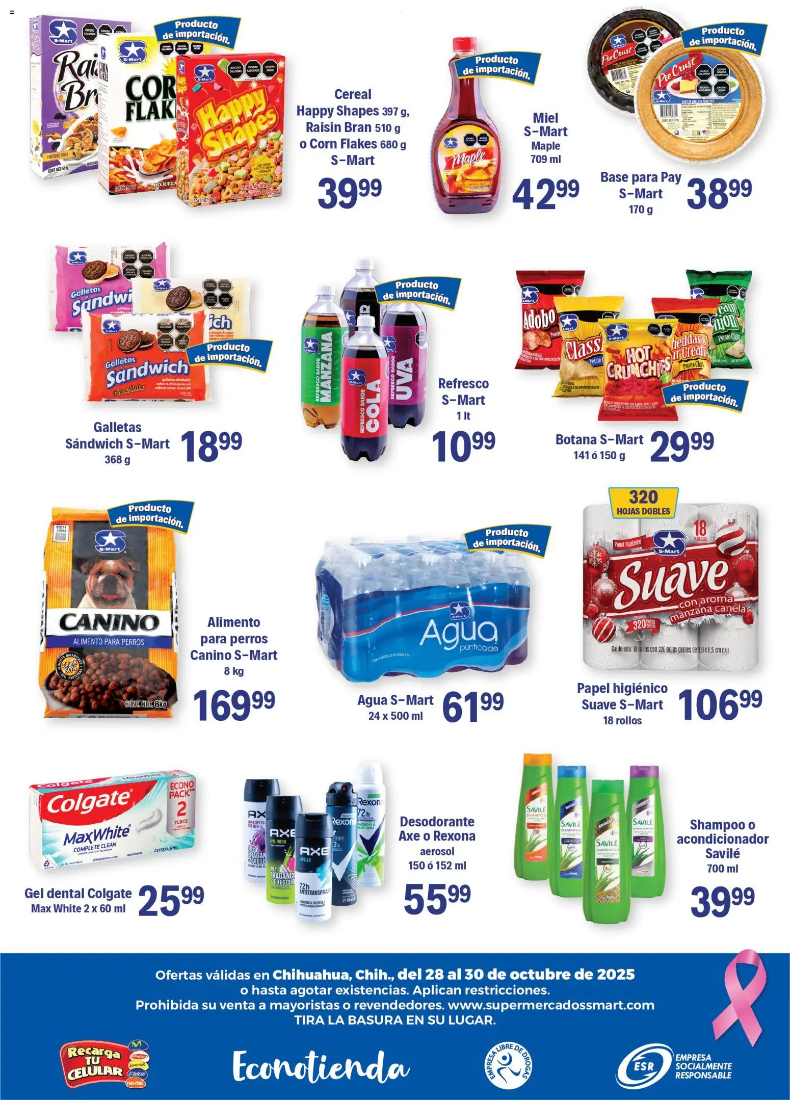 Nuevas ofertas de S-Mart válidas en toda la República Mexicana desde el 28.10.2025. ¡Encuentra las mejores ofertas en S-Mart folleto Chihuahua! | Página: 6 | Productos: Manzana, Agua, Galletas, Acondicionador