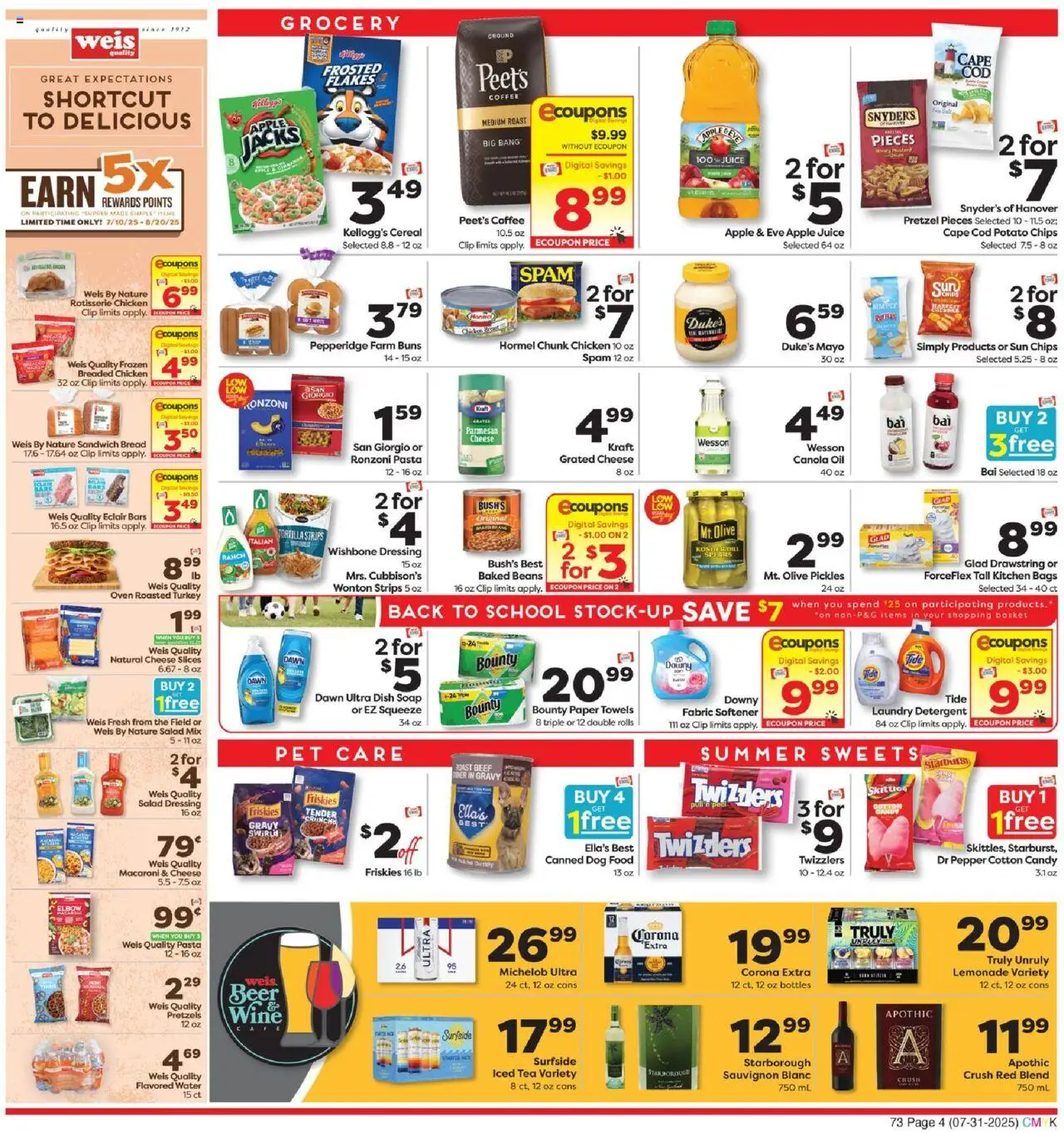 Weis Weekly Circular - VA - valid from 31.07.2025 | Page: 4 | Products: Basket, Coffee, Fabric softener, Pepper