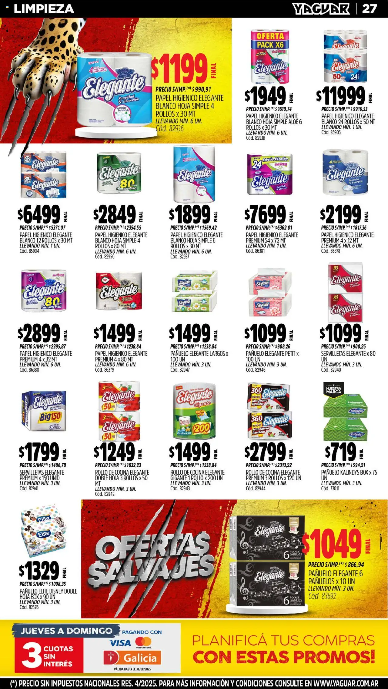 Yaguar - General Roca │ válido desde el 11.08.2025 | Página: 15 | Productos: Papel higiénico, Pañuelo, Cocina, Huevo