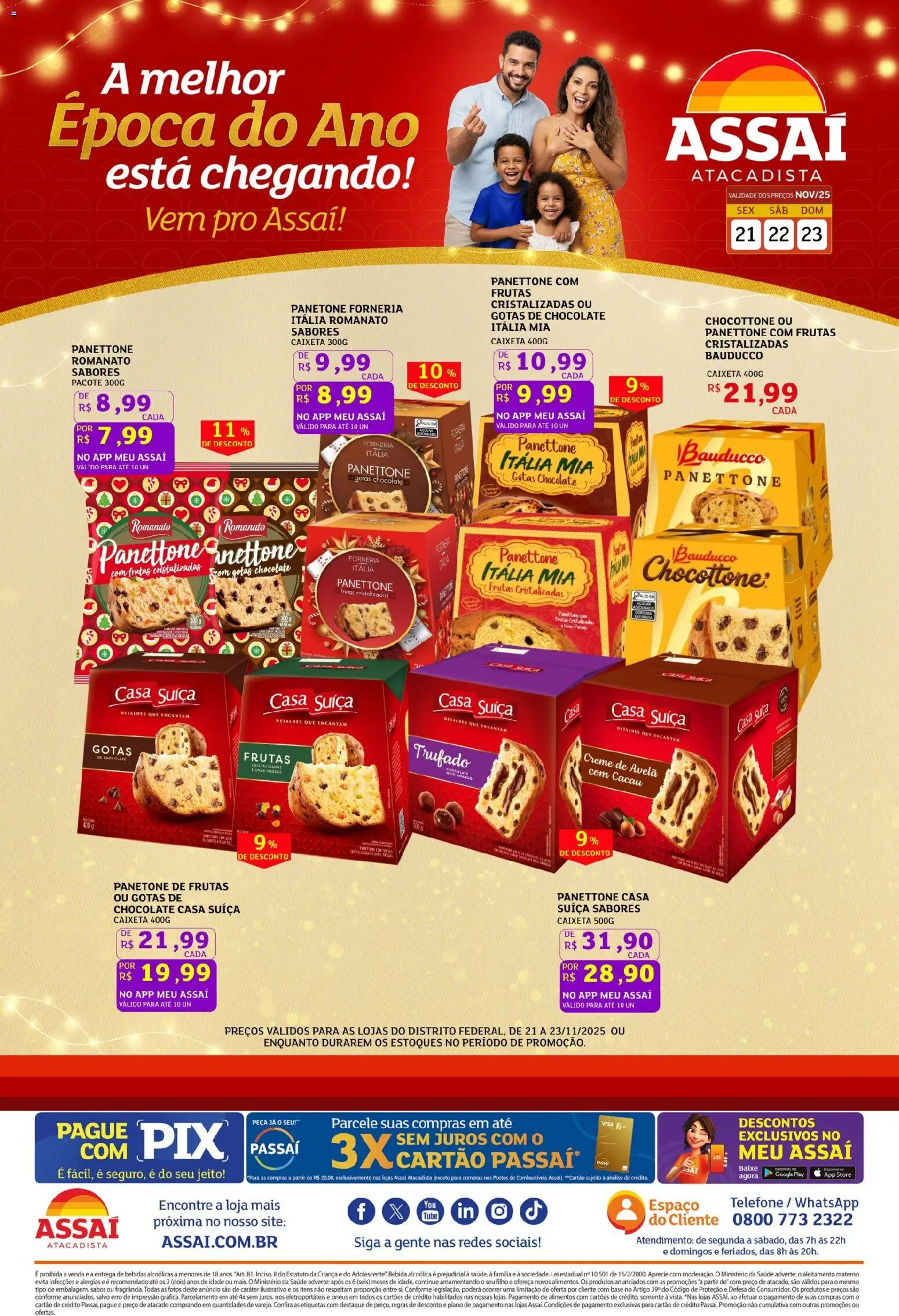 Assaí Atacadista Folheto - válido de 21.11.2025 | Página: 1 | Produtos: Pneus, Telefone, Panetone, Frutas cristalizadas