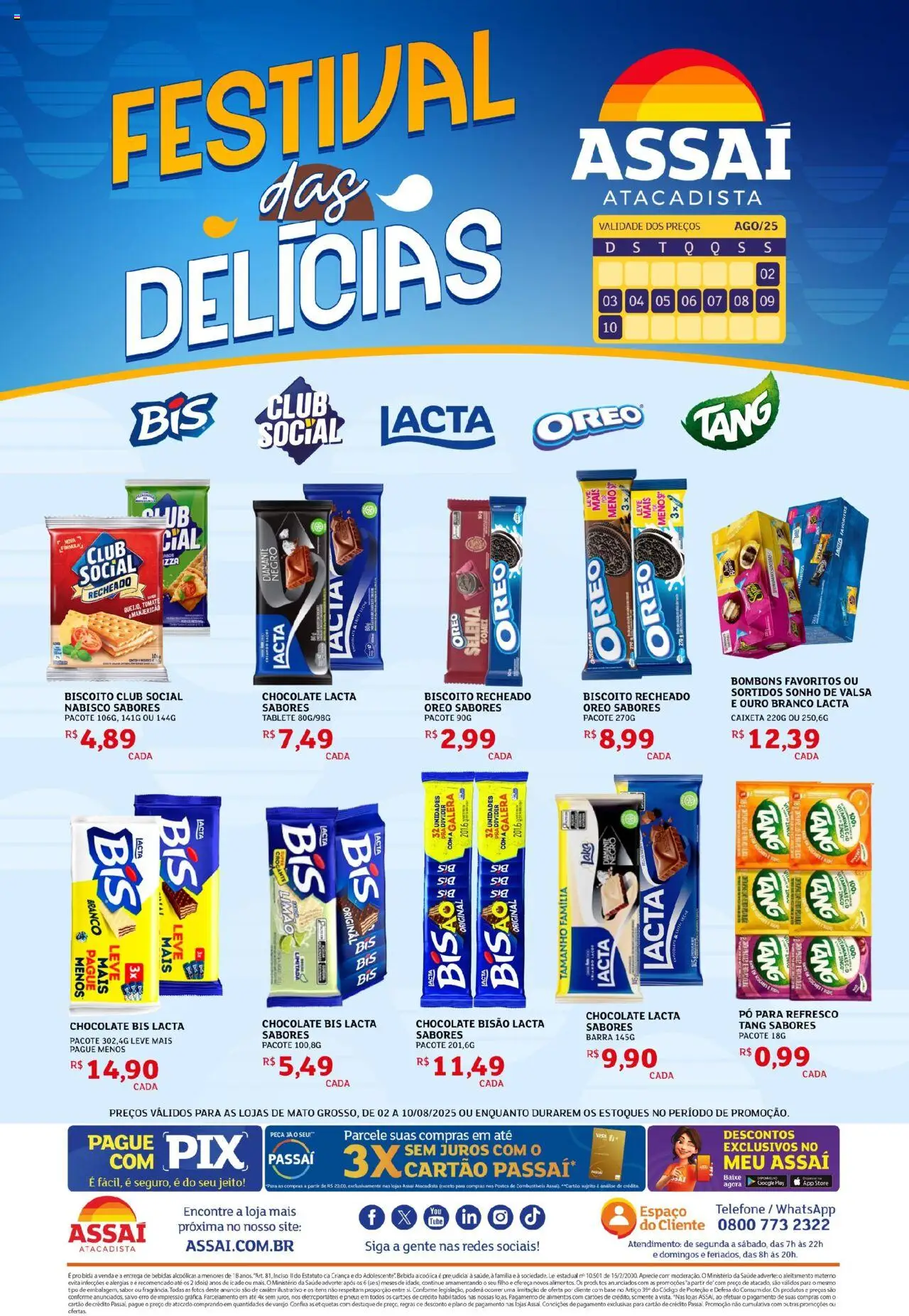 Assaí Atacadista Folheto - válido de 02.08.2025 | Página: 1 | Produtos: Manjericão, Biscoito, Chocolate, Bebida
