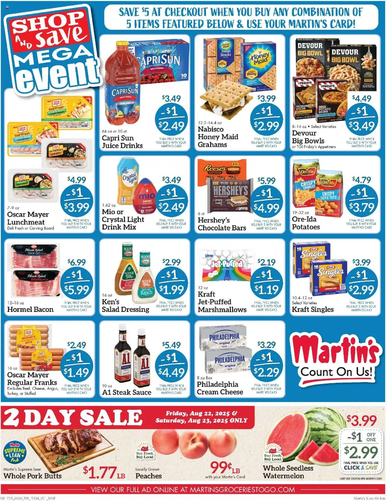 Martin’s Weekly Ad - valid from 17.08.2025 | Page: 4 | Products: Peaches, Cheese, Chocolate, Pork