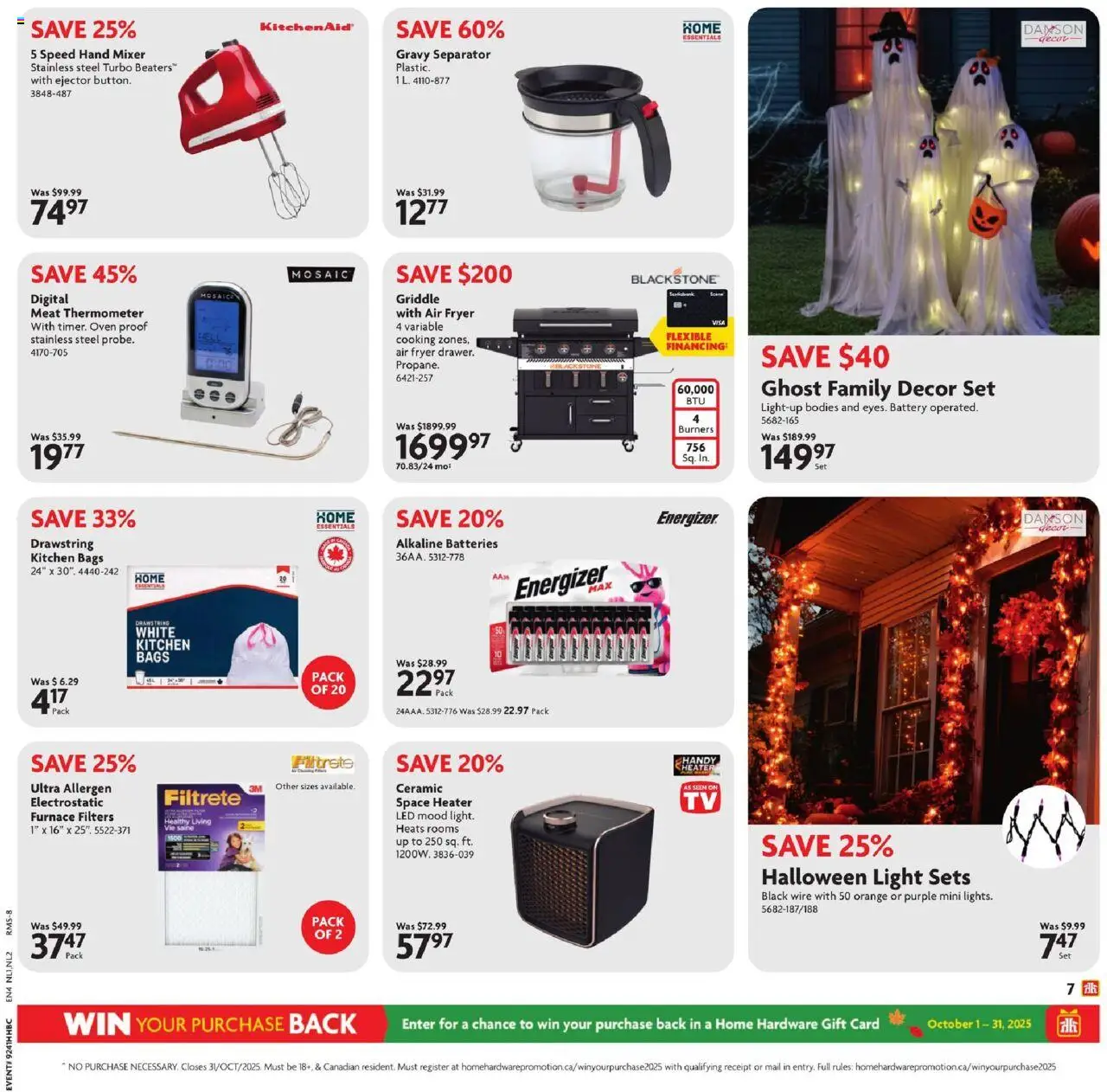 Home Hardware flyer valid from 09.10.2025 | Page: 12 | Products: Oven, Thermometer, Mixer, Battery