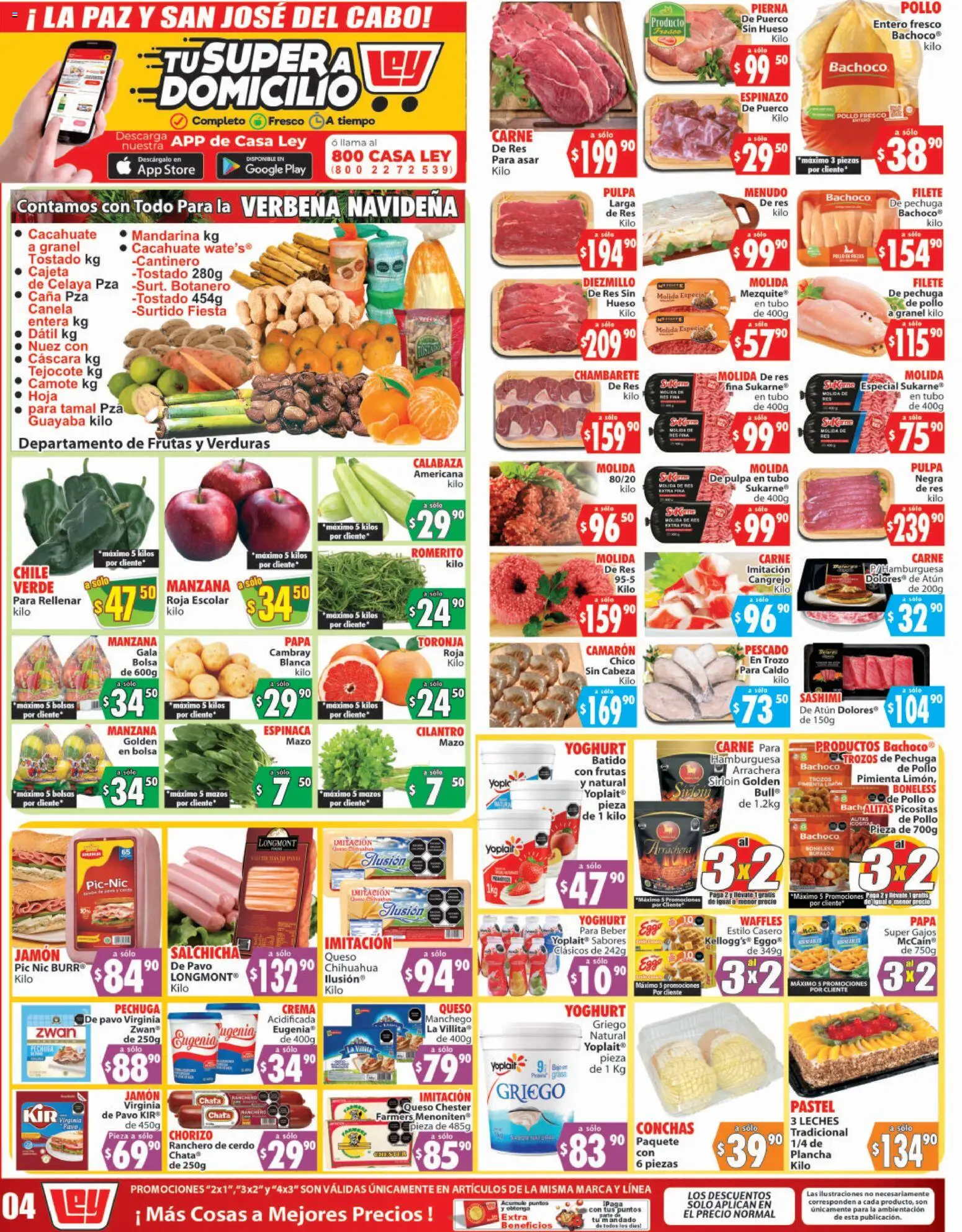 Nuevas ofertas de Casa Ley válidas en toda la República Mexicana desde el 23.12.2025. ¡Encuentra las mejores ofertas en Casa Ley folleto Autoservicio! | Página: 1 | Productos: Cacahuate, Manzana, Nuez, Espinaca