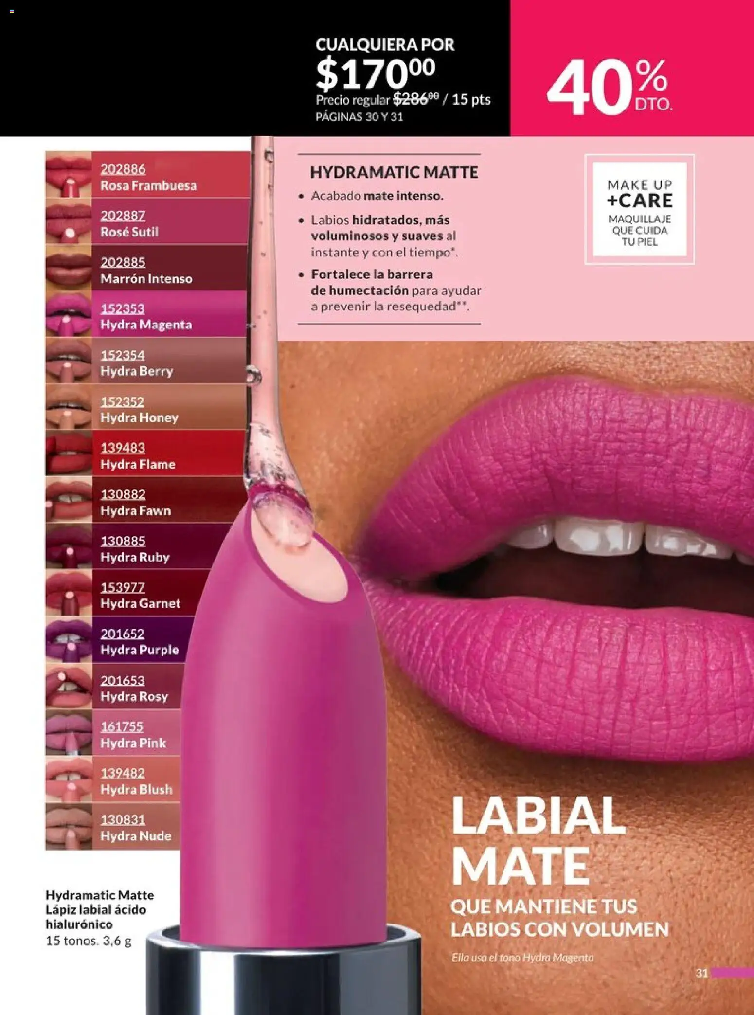 Nuevas ofertas de AVON válidas en toda la República Mexicana desde el 20.12.2025. ¡Encuentra las mejores ofertas en AVON campaña 1 2026! | Página: 36 | Productos: Mate, Maquillaje, Lápiz labial