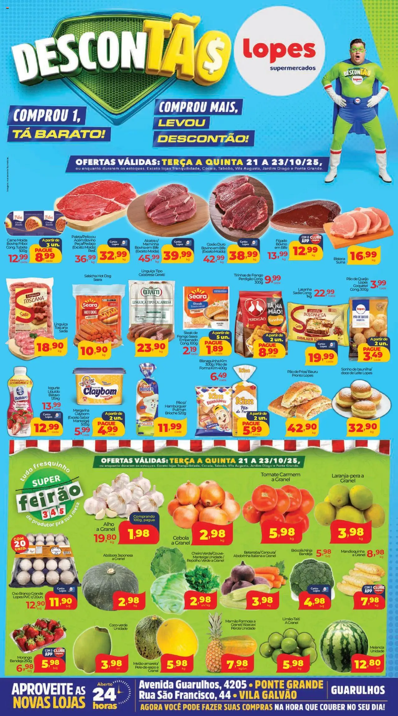Lopes Supermercados Folheto - válido de 21.10.2025 | Página: 1 | Produtos: Maminha, Manteiga, Pão, Bandeja