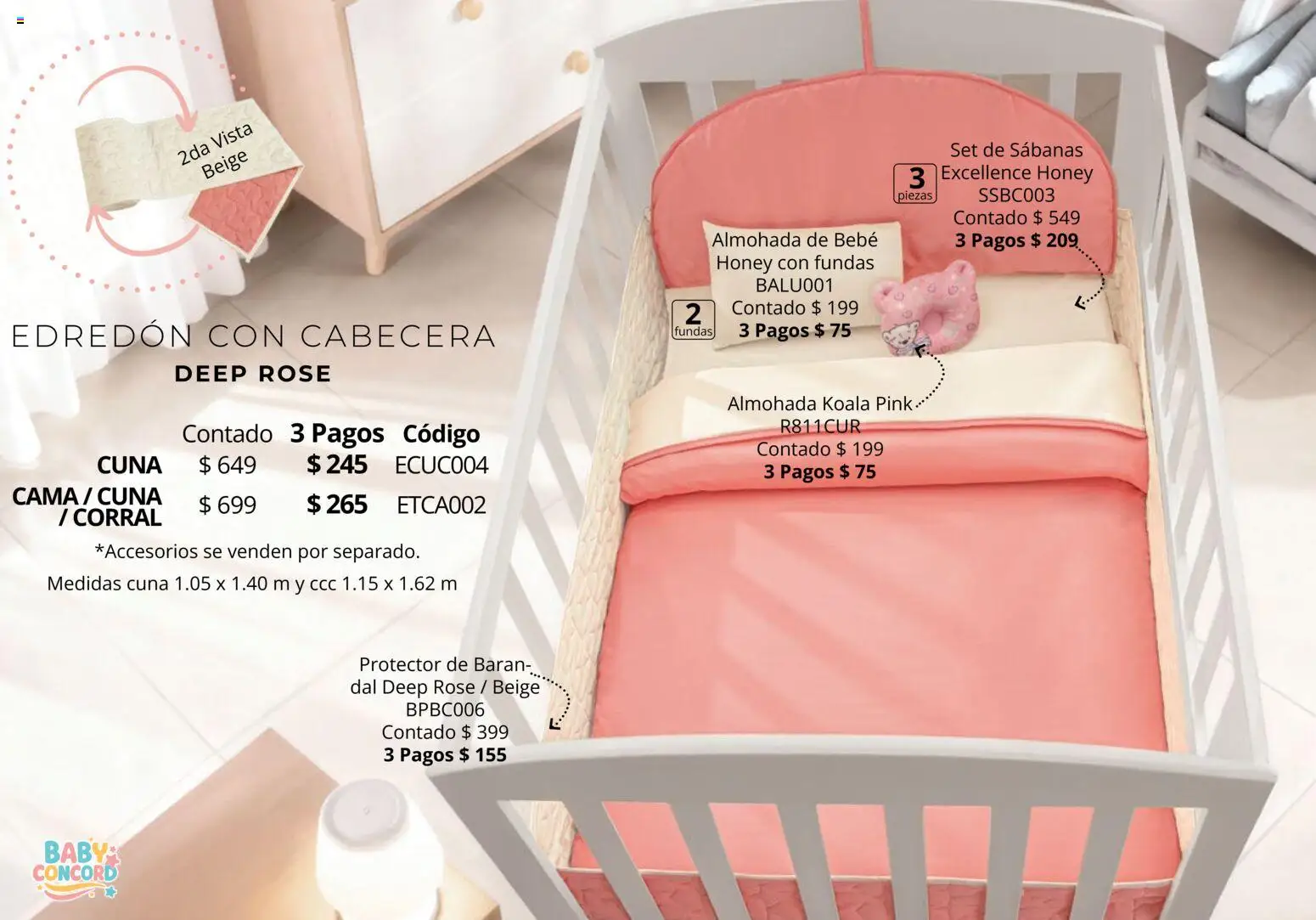 Nuevas ofertas de Colchas Concord válidas en toda la República Mexicana desde el 01.05.2026. ¡Encuentra las mejores ofertas en Colchas Concord catálogo Baby! | Página: 3 | Productos: Cama, Almohada, Cuna, Sabanas