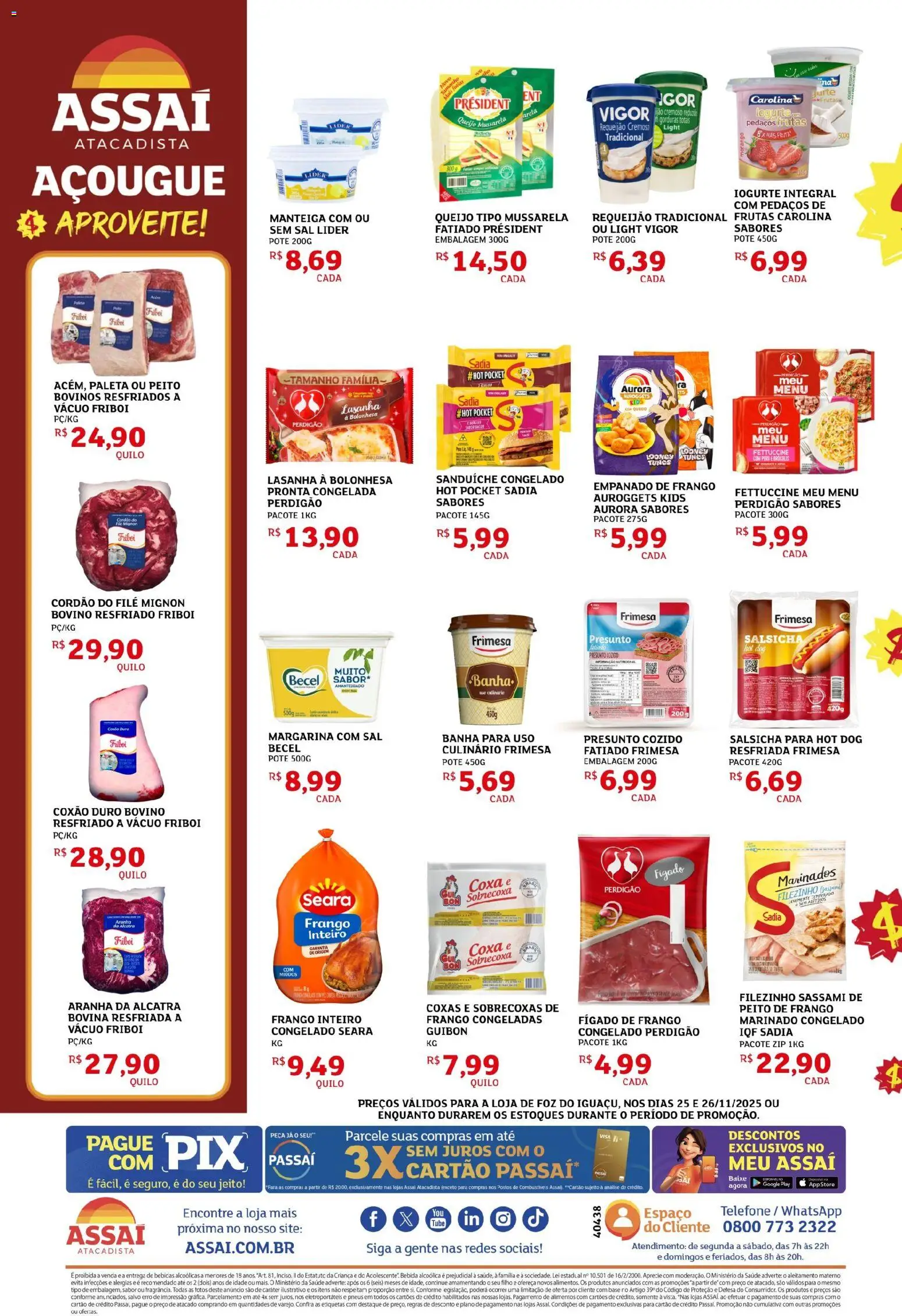 Assaí Atacadista Folheto - válido de 25.11.2025 | Página: 2 | Produtos: Alcatra, Filé mignon, Iogurte, Sal