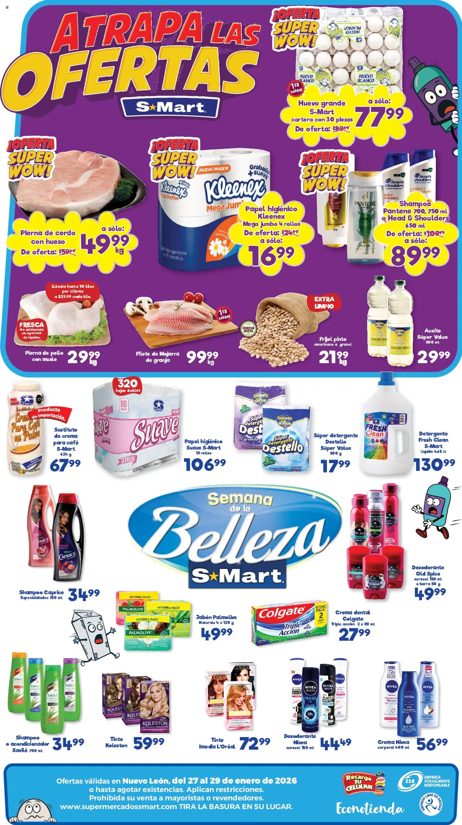 Nuevas ofertas de S-Mart válidas en toda la República Mexicana desde el 27.01.2026. ¡Encuentra las mejores ofertas en S-Mart folleto Monterrey! | Página: 2 | Productos: Pollo, Huevo, Barra, Acondicionador