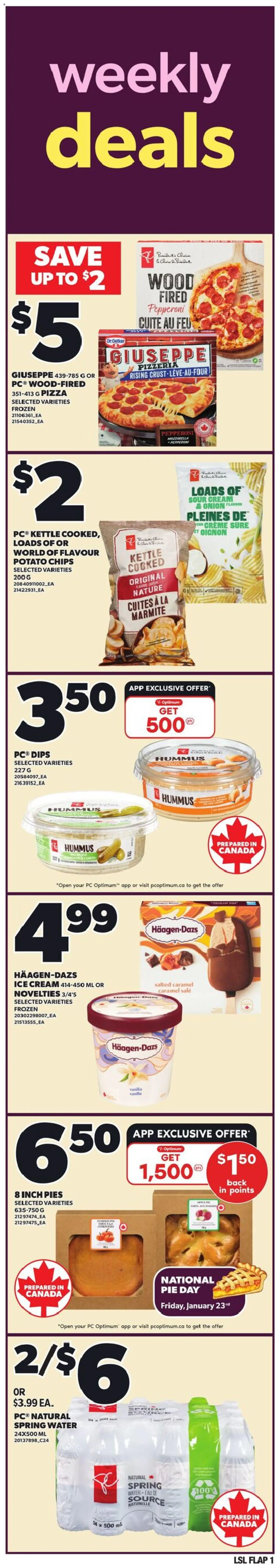 Loblaws flyer valid from 22.01.2026 | Page: 1 | Products: Sour cream, Cream, Ice cream, Pizza