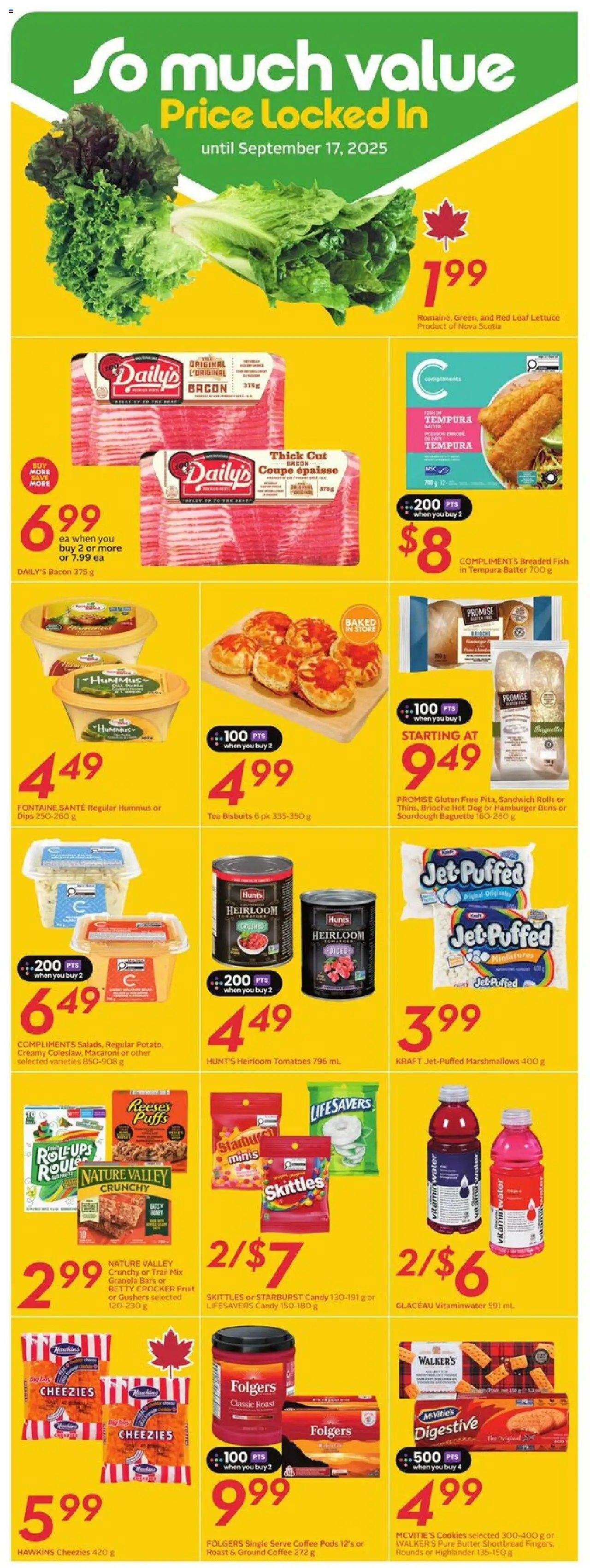 Sobeys flyer valid from 14.08.2025 | Page: 14 | Products: Fish, Tea, Cookies, Butter