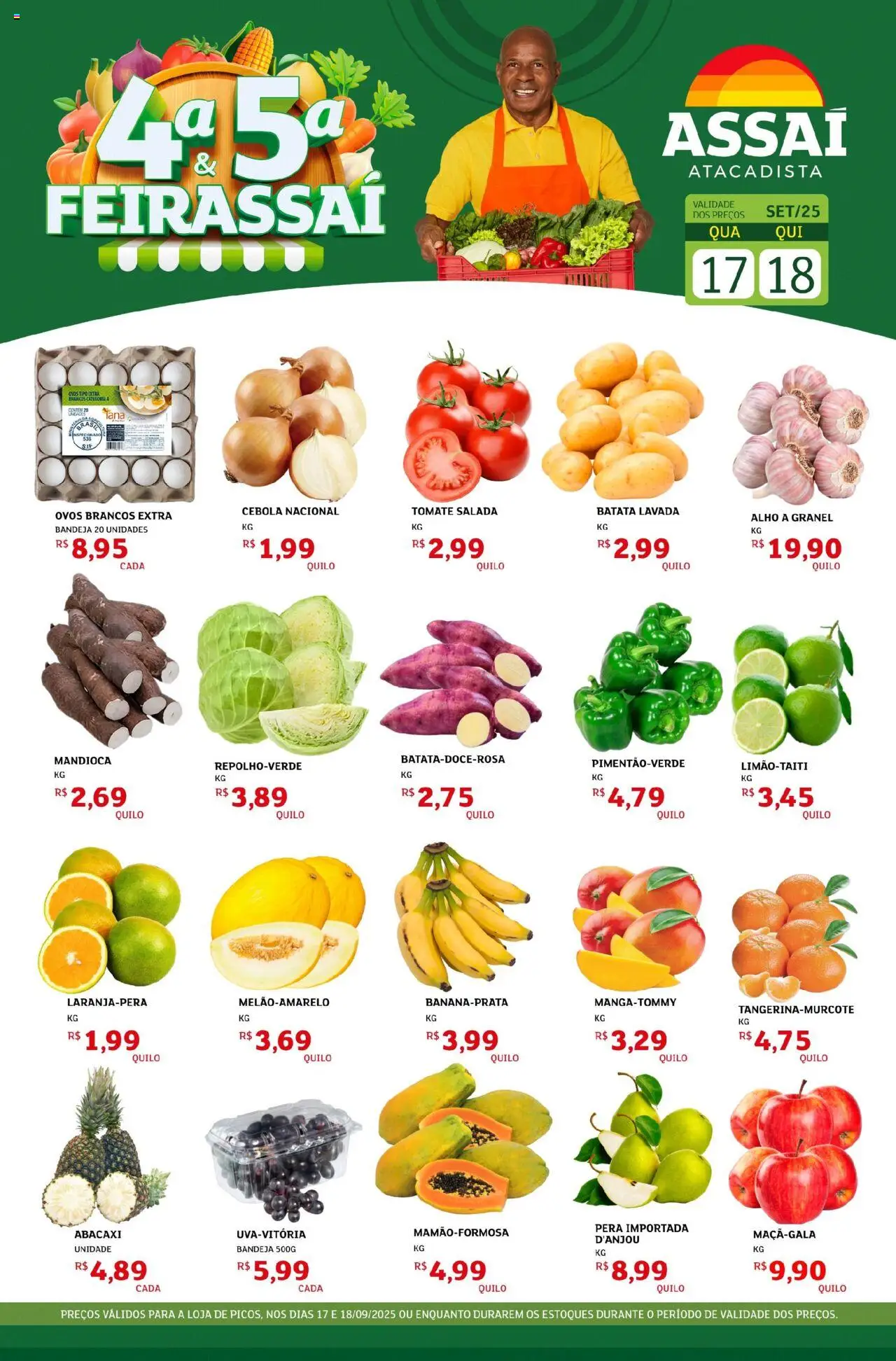 Assaí Atacadista Folheto - válido de 17.09.2025 | Página: 1 | Produtos: Pera, Abacaxi, Bandeja, Batata