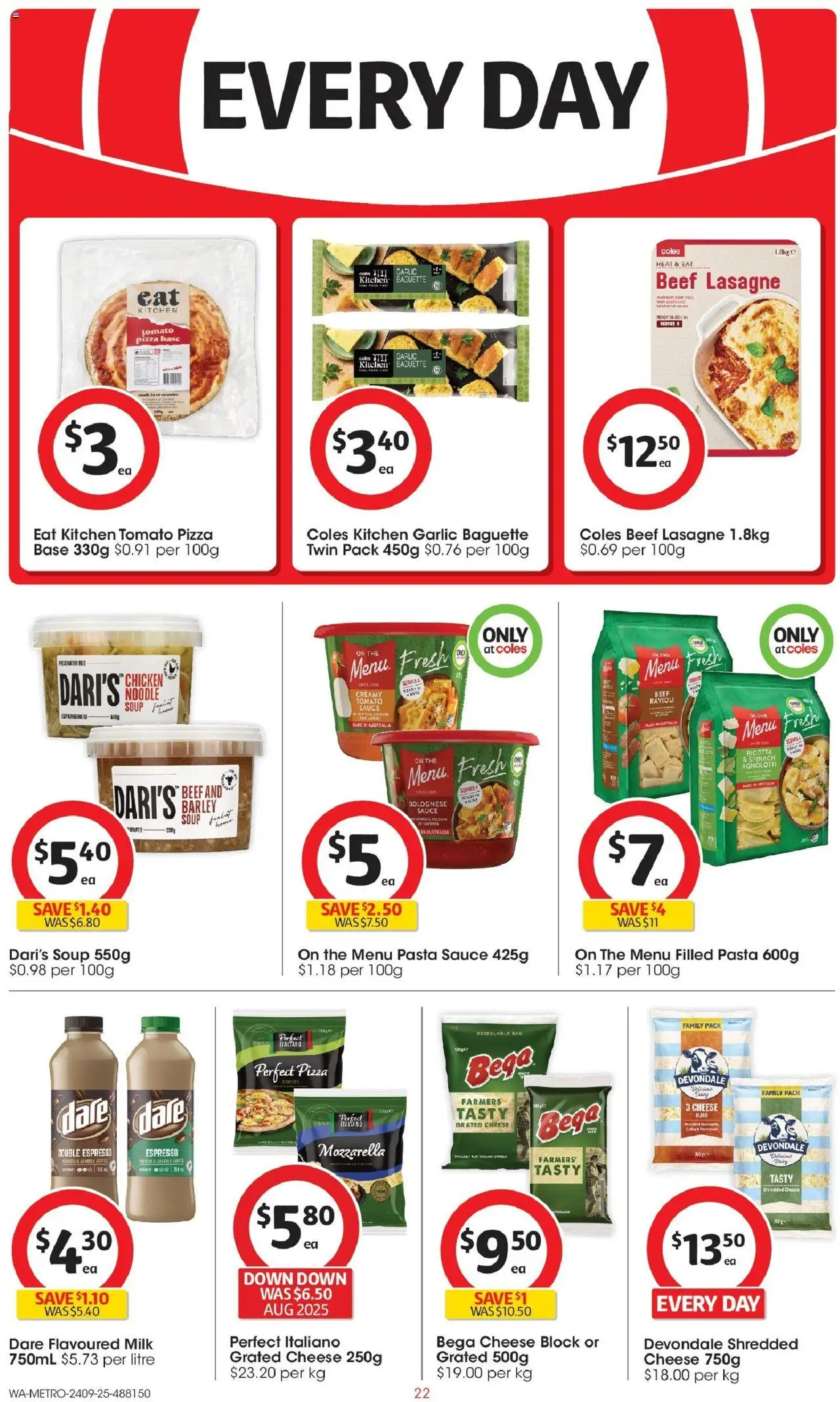Coles catalogue - valid from 24.09.2025 | Page: 22 | Products: Chicken, Beef, Pasta, Bag