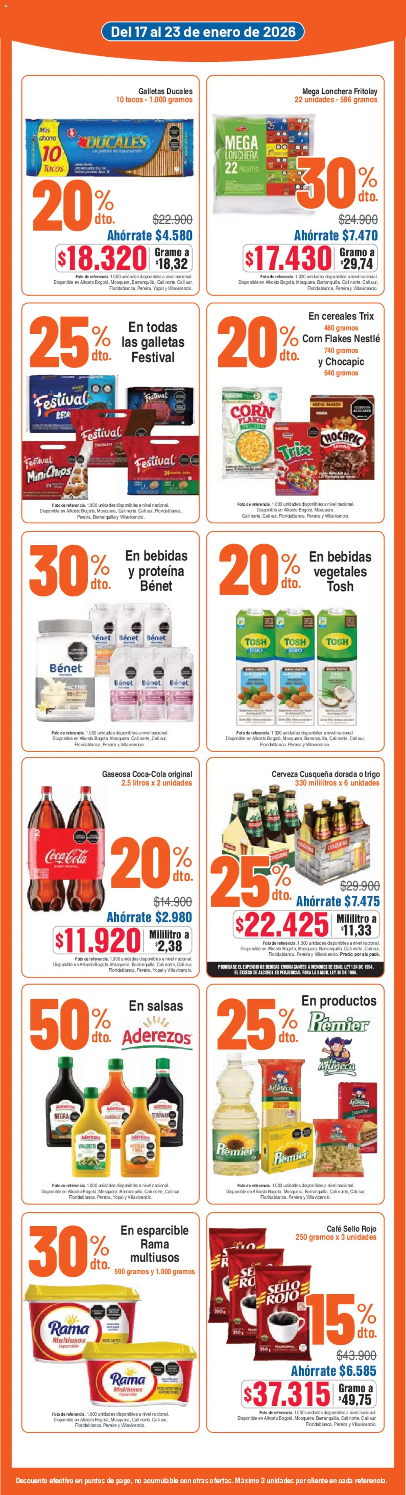Alkosto revista - valida desde el 17.01.2026 | Página: 3 | Productos: Galletas, Gaseosa, Café, Tintura