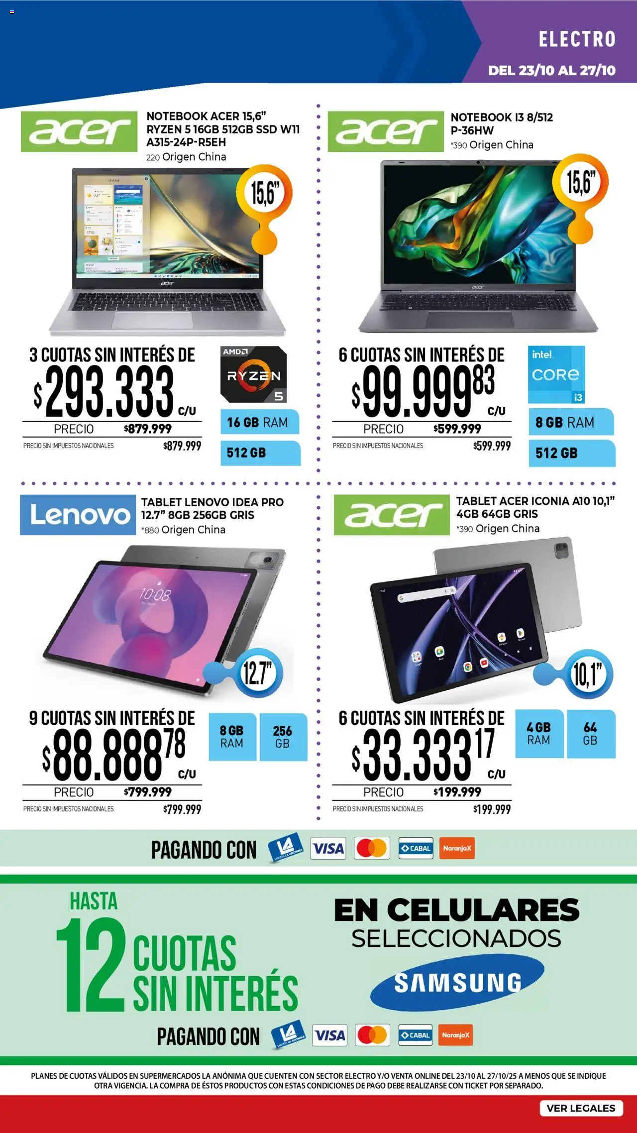 La Anonima catálogo │ válido desde el 23.10.2025 | Página: 37 | Productos: Tablet, Notebook