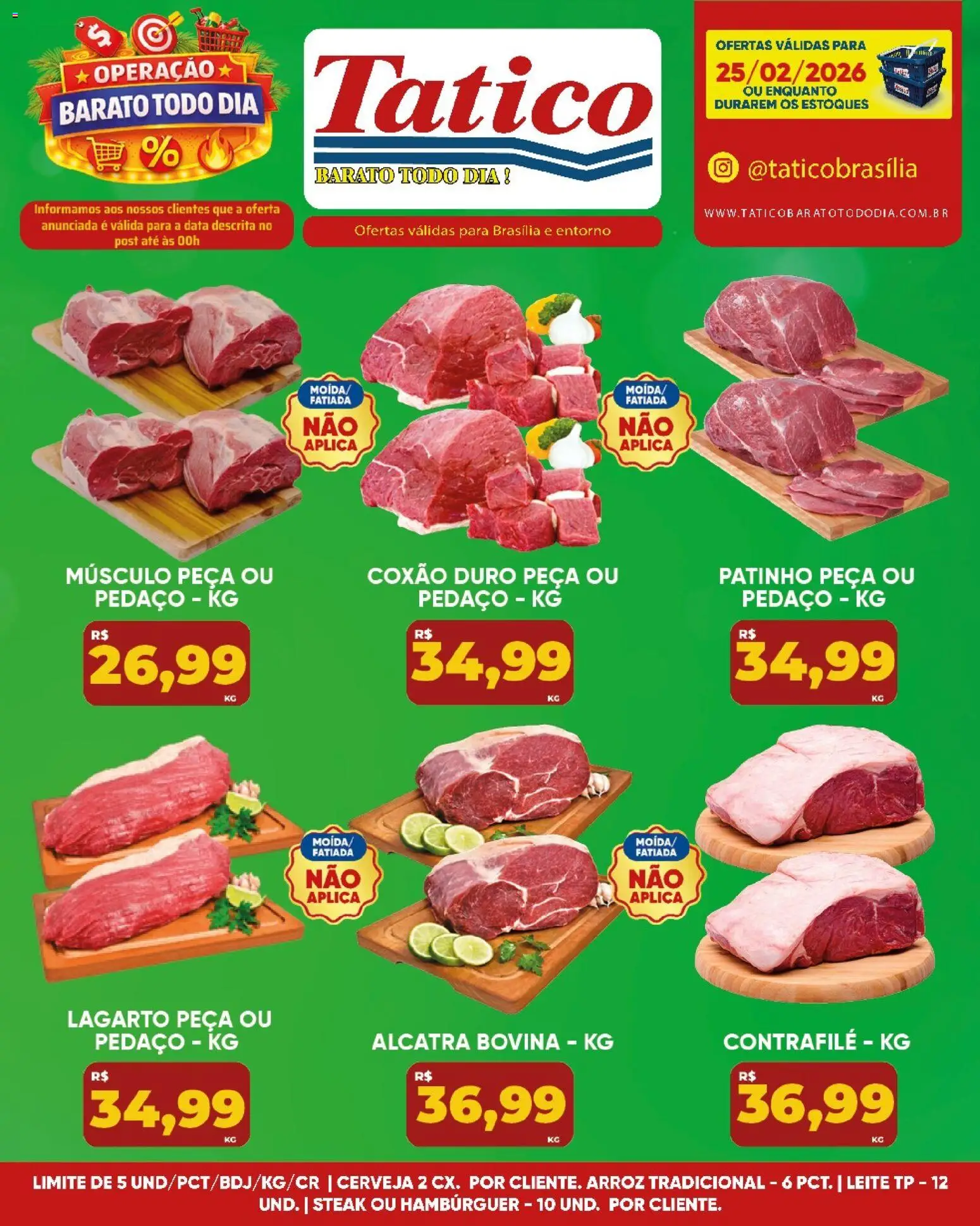 Tatico Folheto - válido de 26.02.2026 | Página: 33 | Produtos: Alcatra, Leite, Cerveja, Hambúrguer