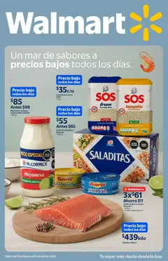 Vista previa de Walmart catálogo Un mar de sabores a precios bajos, nuevo folleto de la tienda, válido en México a partir del 13.02.2026
