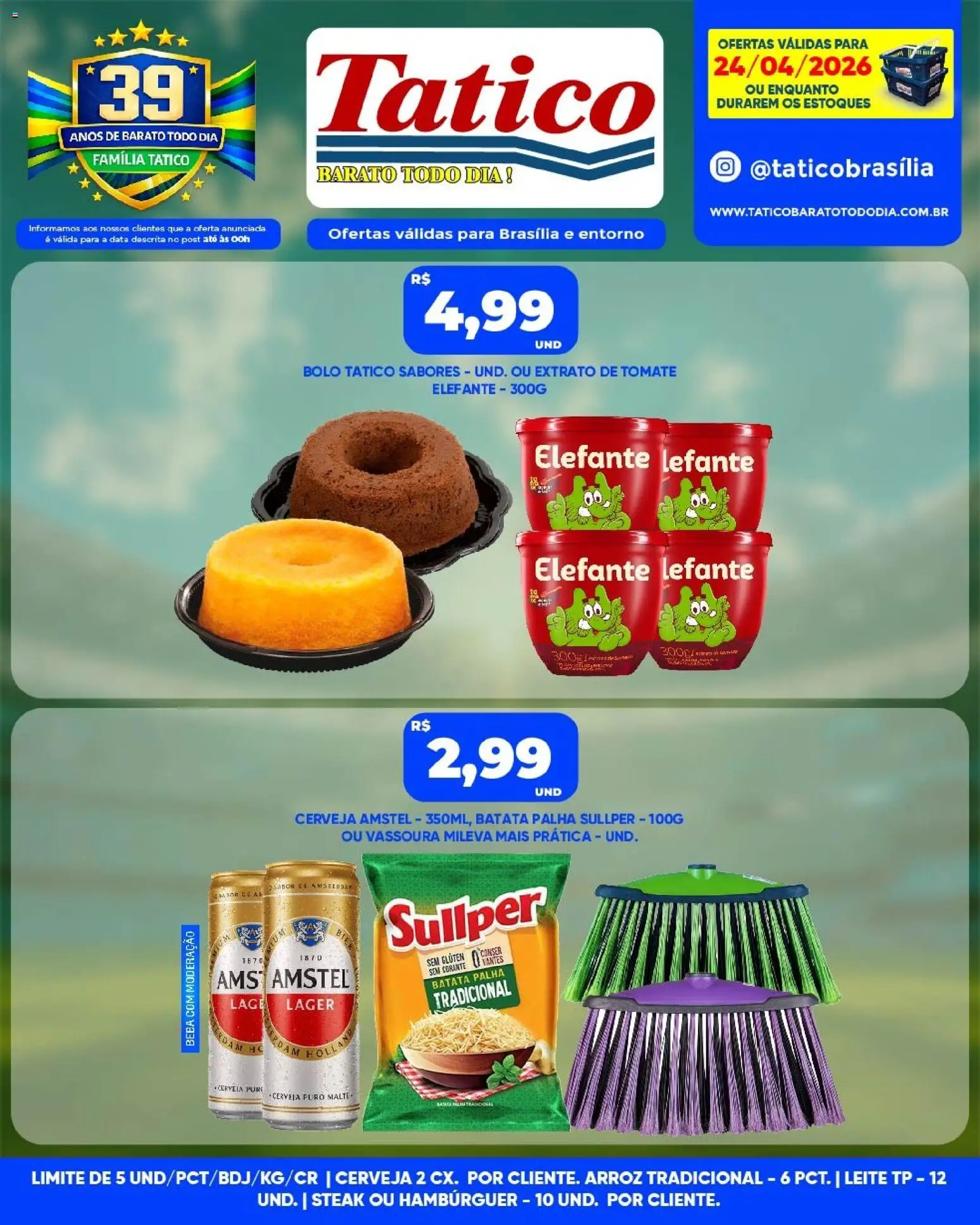 Tatico Folheto - válido de 24.04.2026 | Página: 4 | Produtos: Leite, Arroz, Batata palha, Vassoura