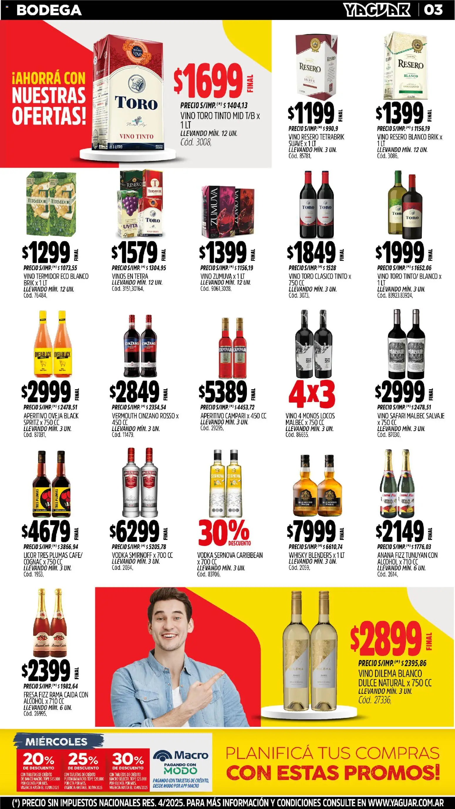 Yaguar - Mar del Plata │ válido desde el 27.10.2025 | Página: 3 | Productos: Vodka, Whisky, Banco, Ananá