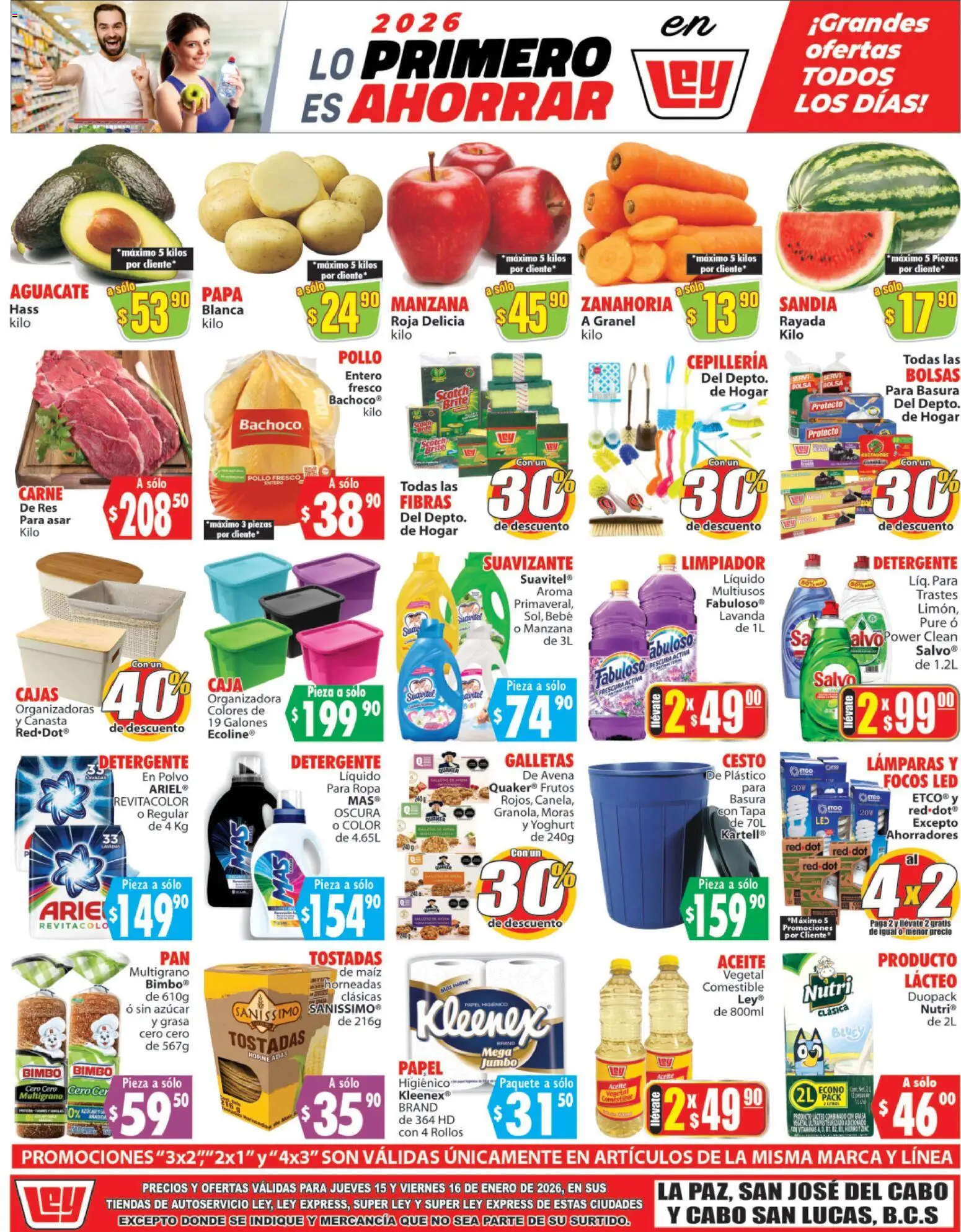 Nuevas ofertas de Casa Ley válidas en toda la República Mexicana desde el 15.01.2026. ¡Encuentra las mejores ofertas en Casa Ley folleto Autoservicio! | Página: 1 | Productos: Sandía, Res, Ropa, Caja