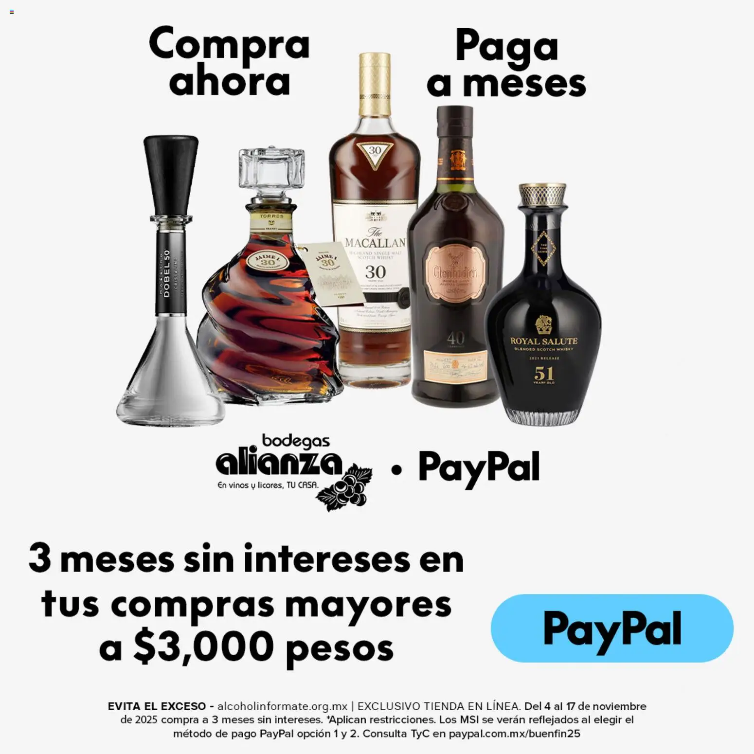 Nuevas ofertas de Bodegas Alianza válidas en toda la República Mexicana desde el 04.11.2025. ¡Encuentra las mejores ofertas en Bodegas Alianza catálogo Meses sin intereses en compras mayores a $3000 pesos! | Página: 1 | Productos: Whisky