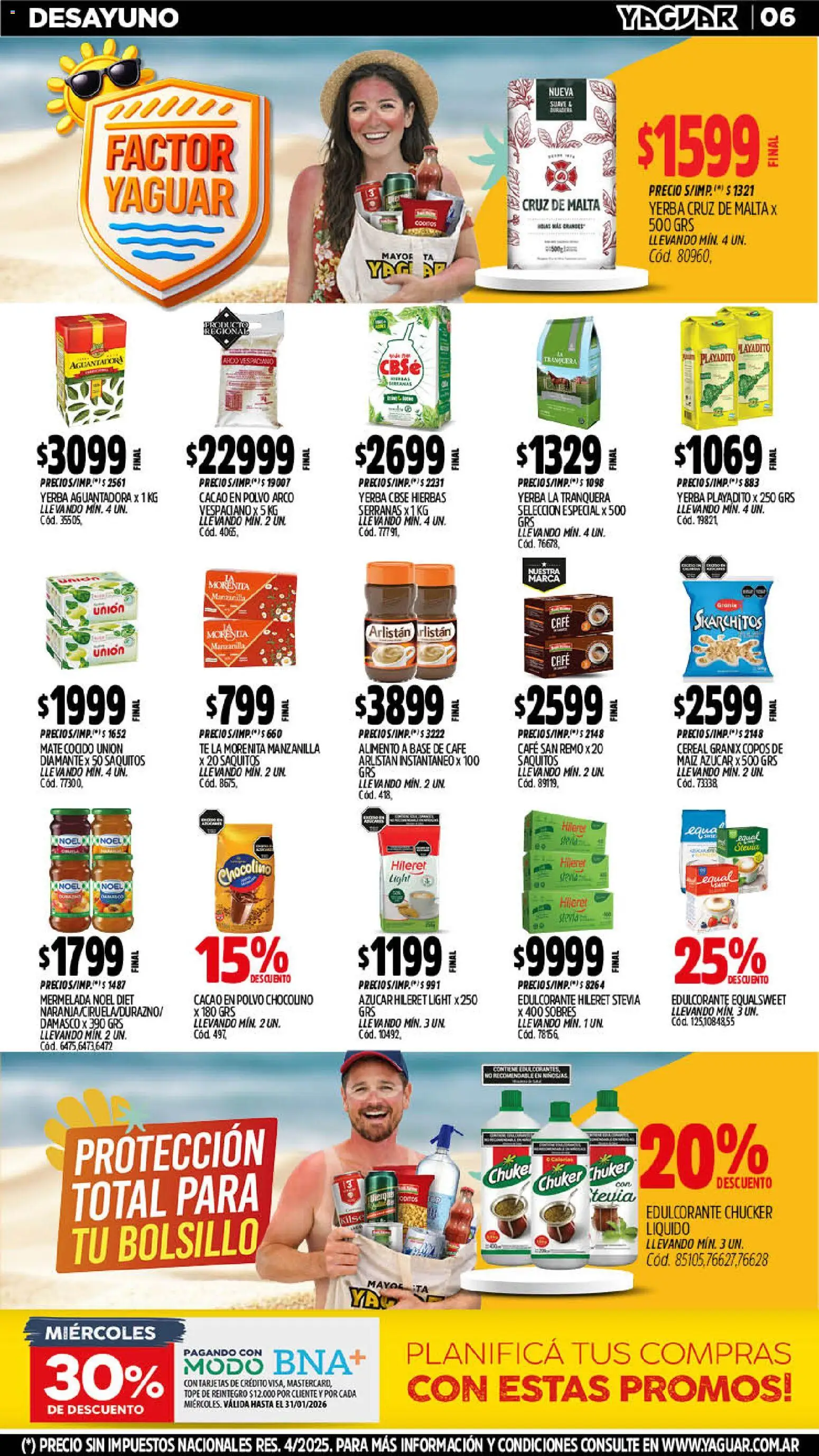 Yaguar - Oferta Semanal Santa Fé │ válido desde el 19.01.2026 | Página: 6 | Productos: Yerba, Edulcorante, Té, Mermelada