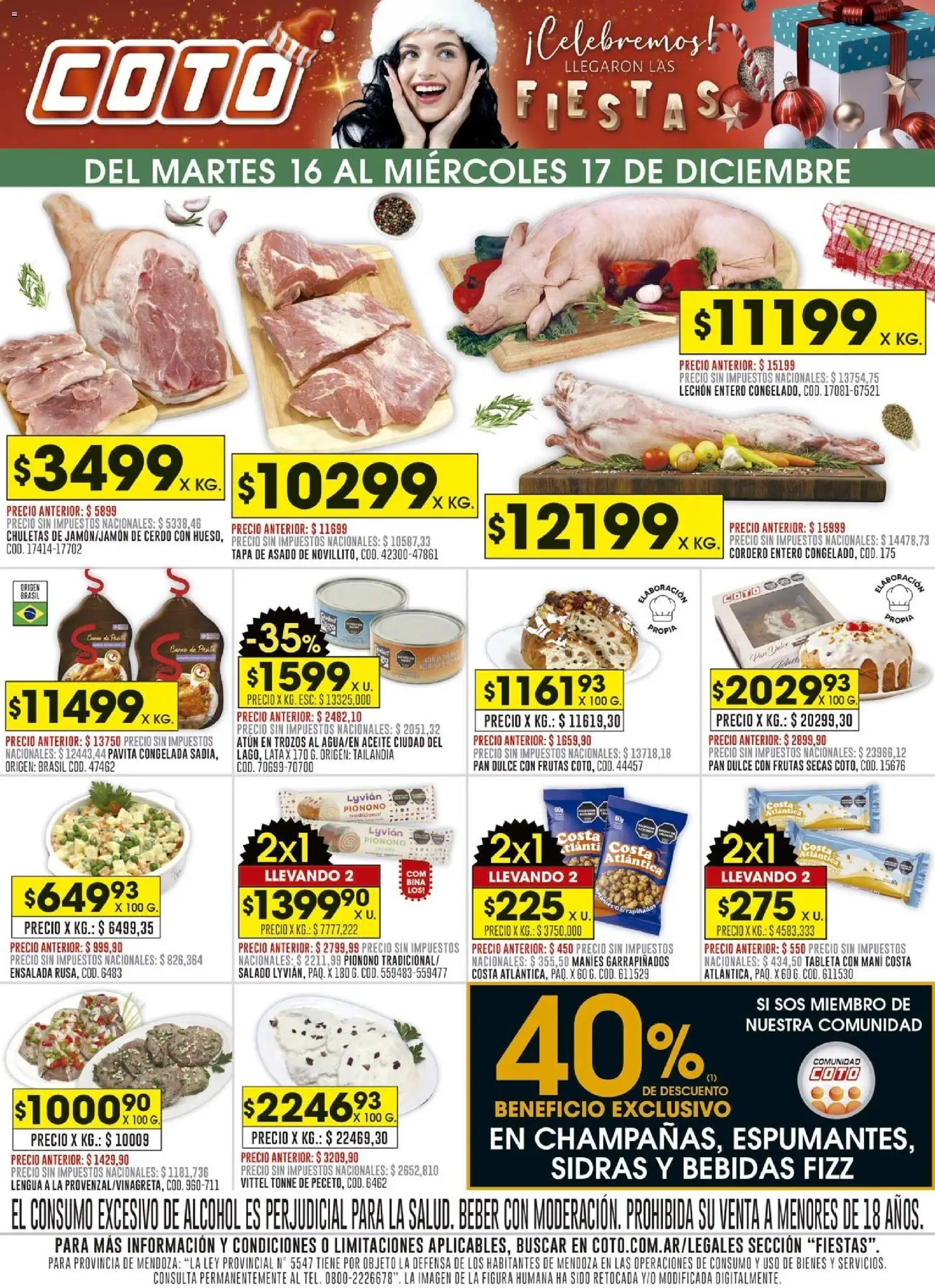 Coto - Fiestas │ válido desde el 16.12.2025 | Página: 1 | Productos: Atún, Mani, Pan, Pionono