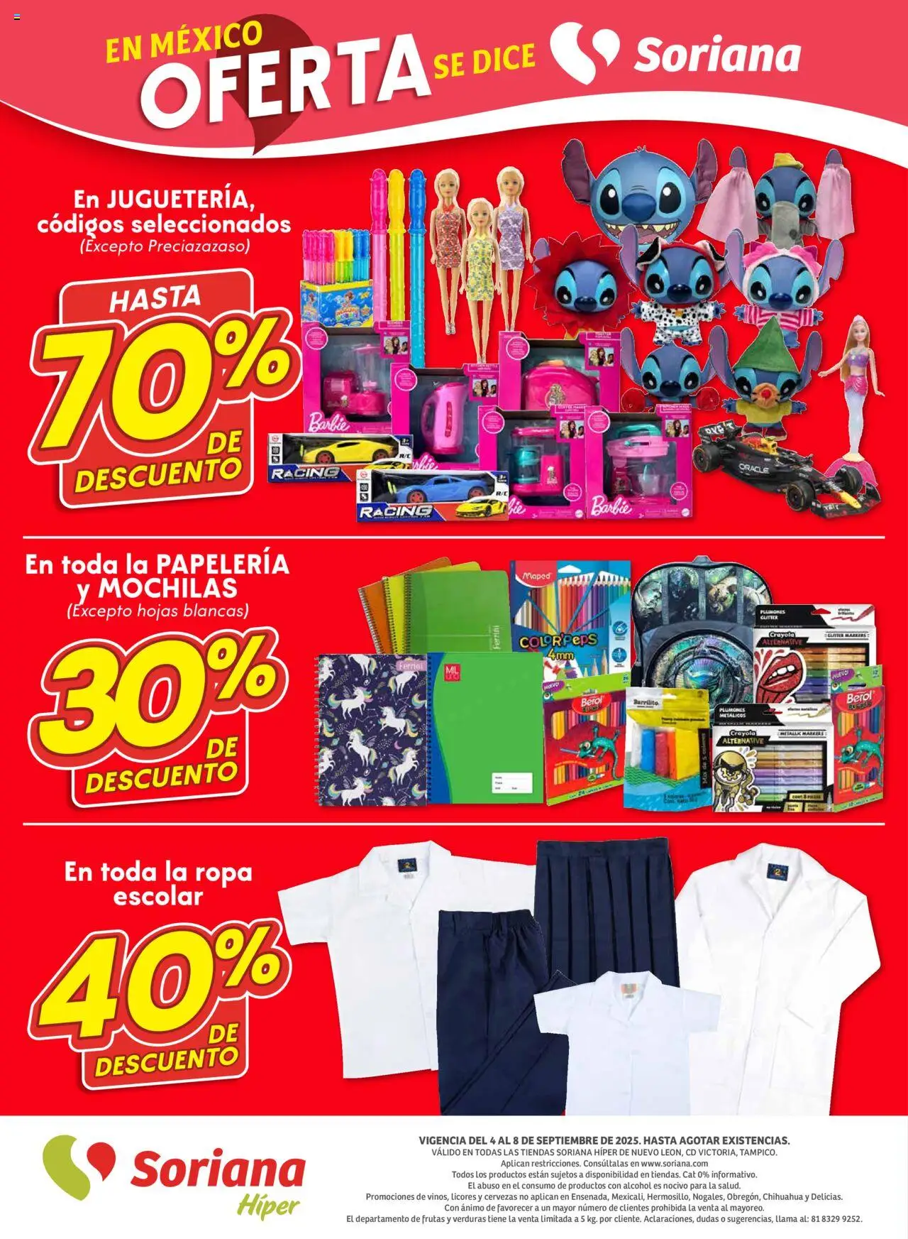 Nuevas ofertas de Soriana válidas en toda la República Mexicana desde el 04.09.2025. ¡Encuentra las mejores ofertas en Soriana - Fin de Semana Híper: Nuevo León, Ciudad Victoria y Tampico! | Página: 12 | Productos: Ropa