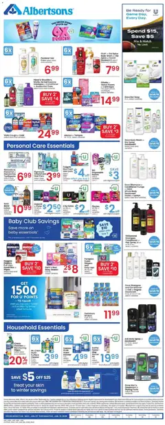 Preview of Albertsons weekly ads valid from 07.01.2026 | Page: 5 | Products: Hair spray, Deodorant, Toothpaste, Bar Soap
