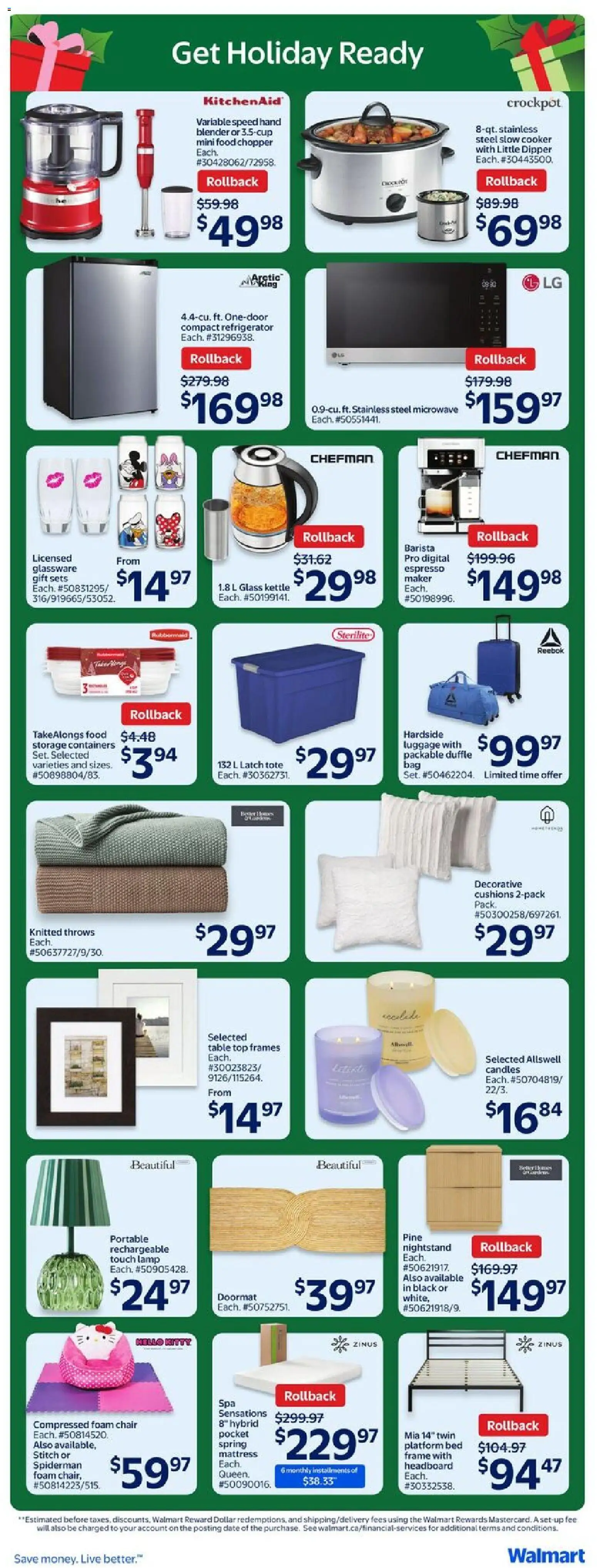 Walmart flyer valid from 18.12.2025 | Page: 13 | Products: Luggage, Refrigerator, Cooker, Doormat