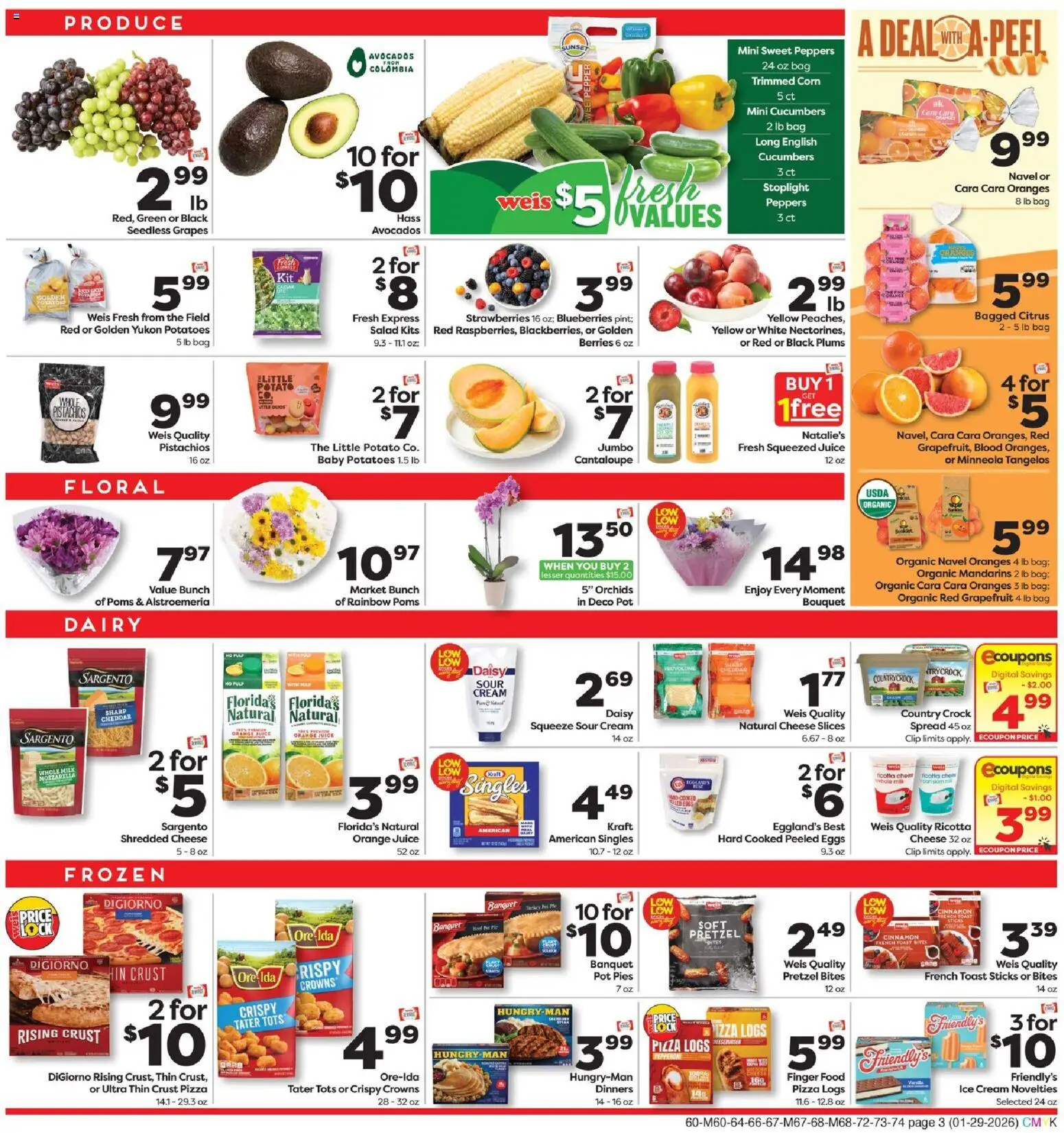 Weis Weekly Grand Opening - valid from 29.01.2026 | Page: 3 | Products: Mandarins, Peppers, Sour cream, Grapes