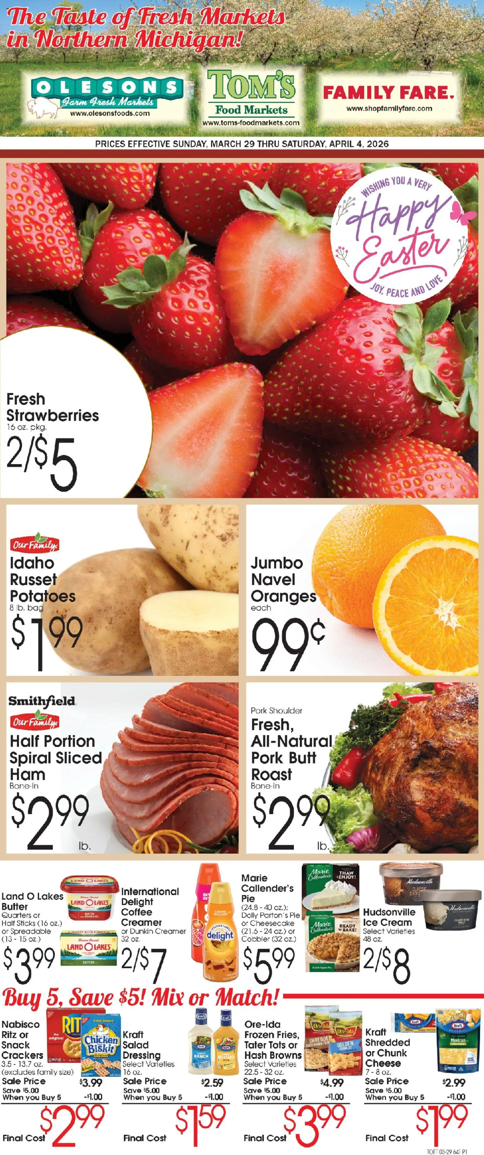 Family Fare Ad - valid from 29.03.2026 | Page: 1 | Products: Cheese, Oranges, Salad, Bag