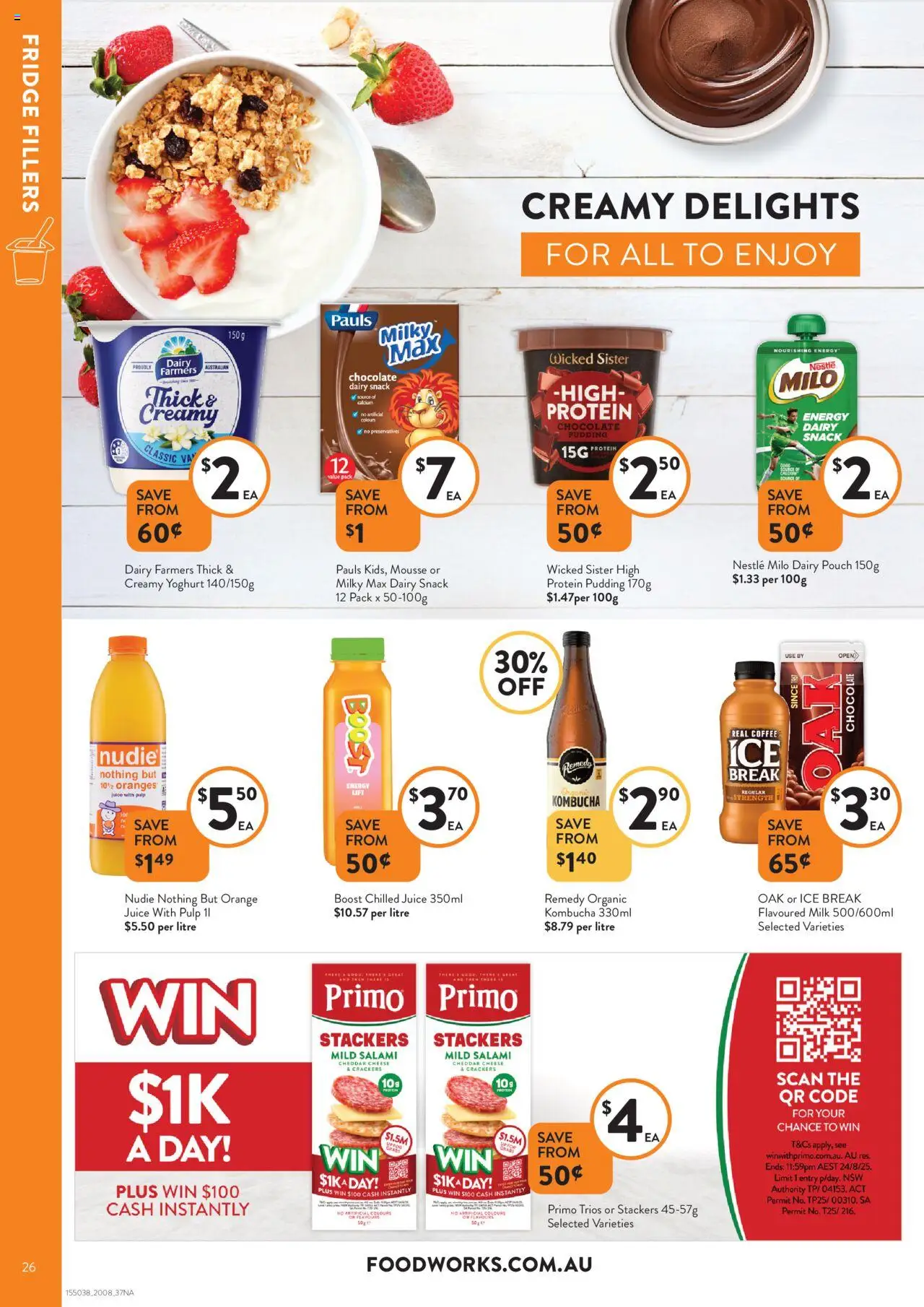Foodworks catalogue - valid from 20.08.2025 | Page: 26 | Products: Milk, Yoghurt, Salami, Fridge