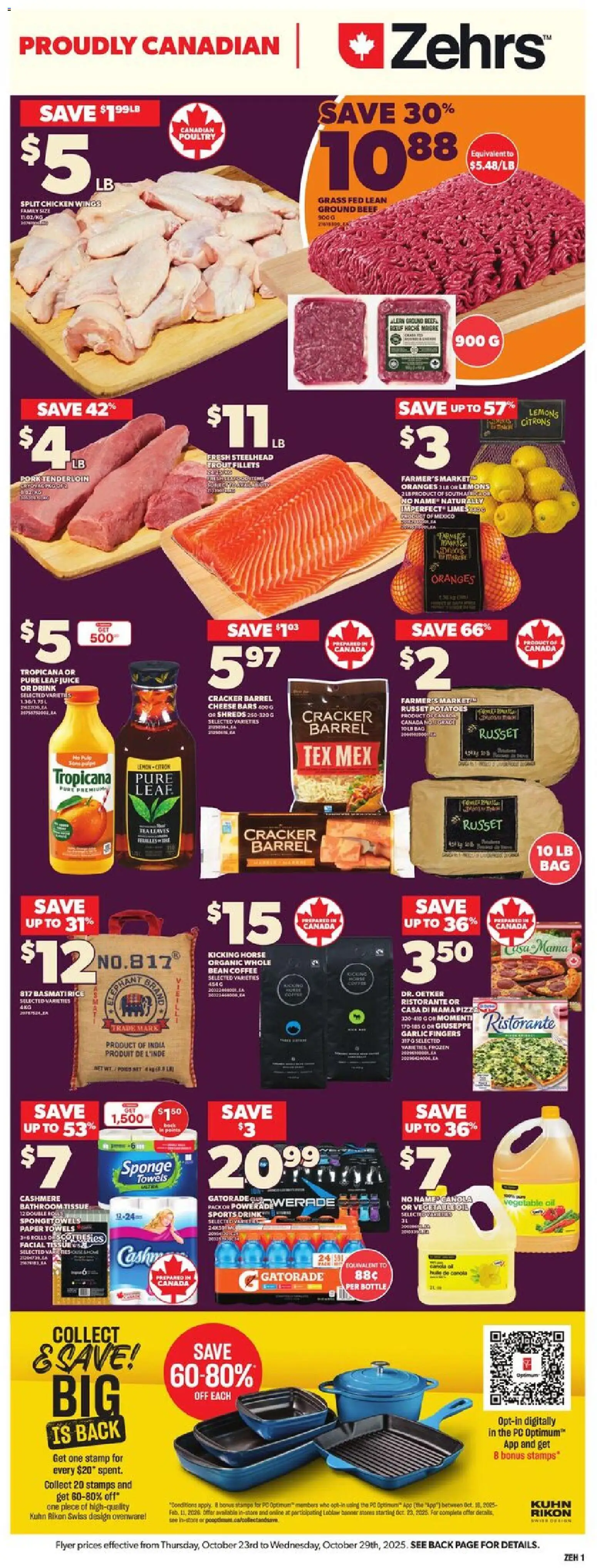 Zehrs flyer valid from 23.10.2025 | Page: 3 | Products: Beef, PC, Coffee, Oranges
