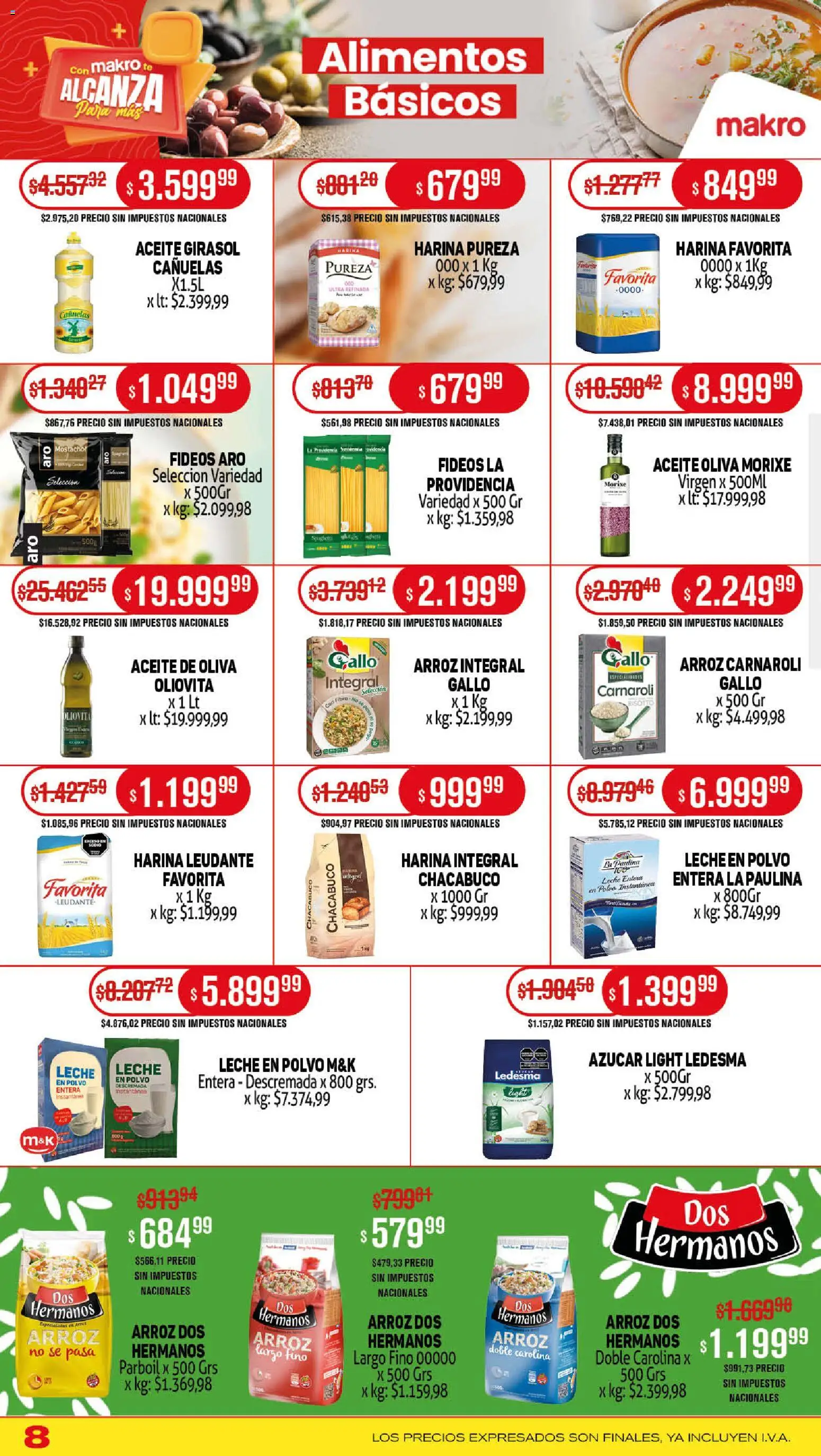 Makro ofertas │ válido desde el 13.11.2025 | Página: 8 | Productos: Aceite, Polvo, Arroz, Fideos
