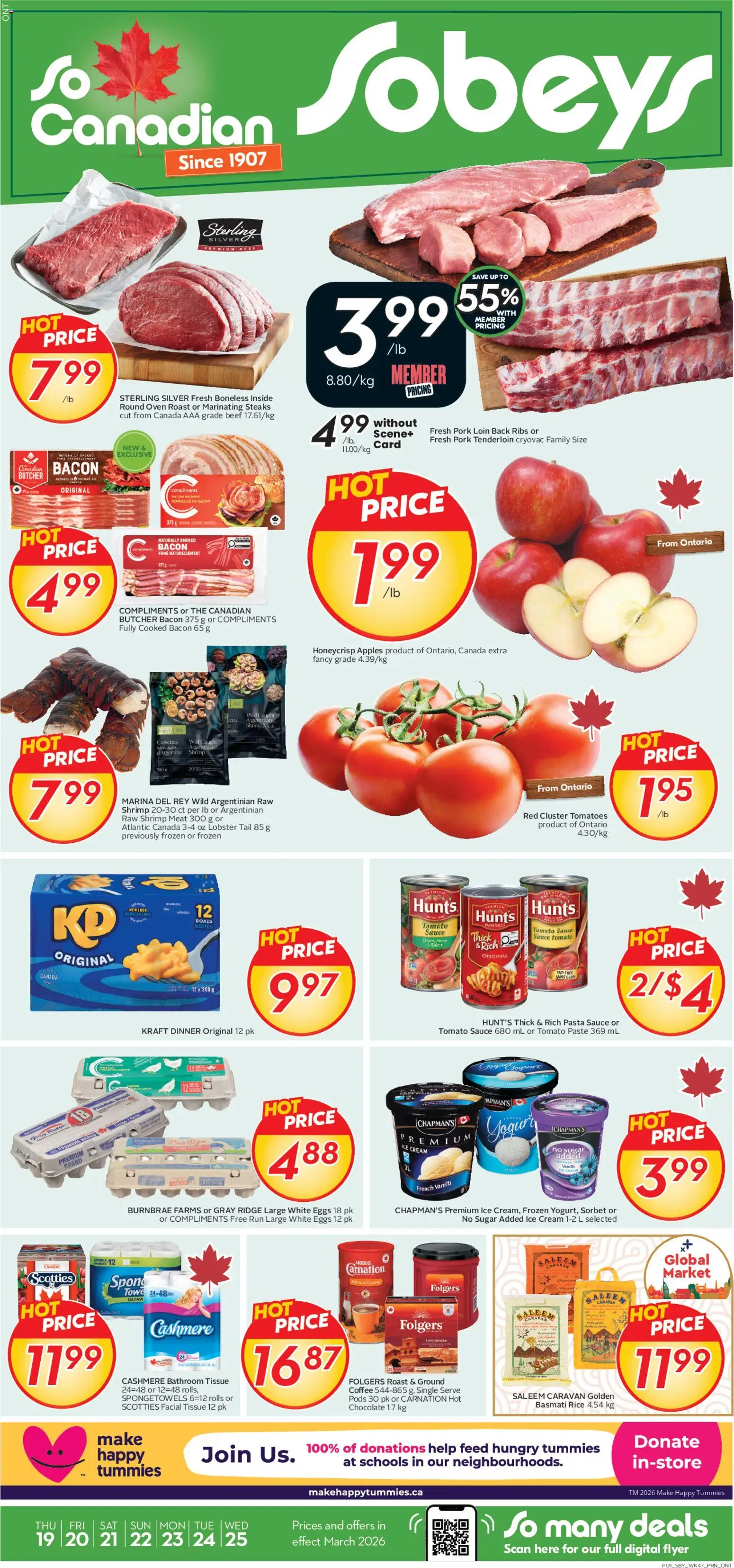 Sobeys flyer valid from 19.03.2026 | Page: 1 | Products: Rice, Oven, Coffee, Apples