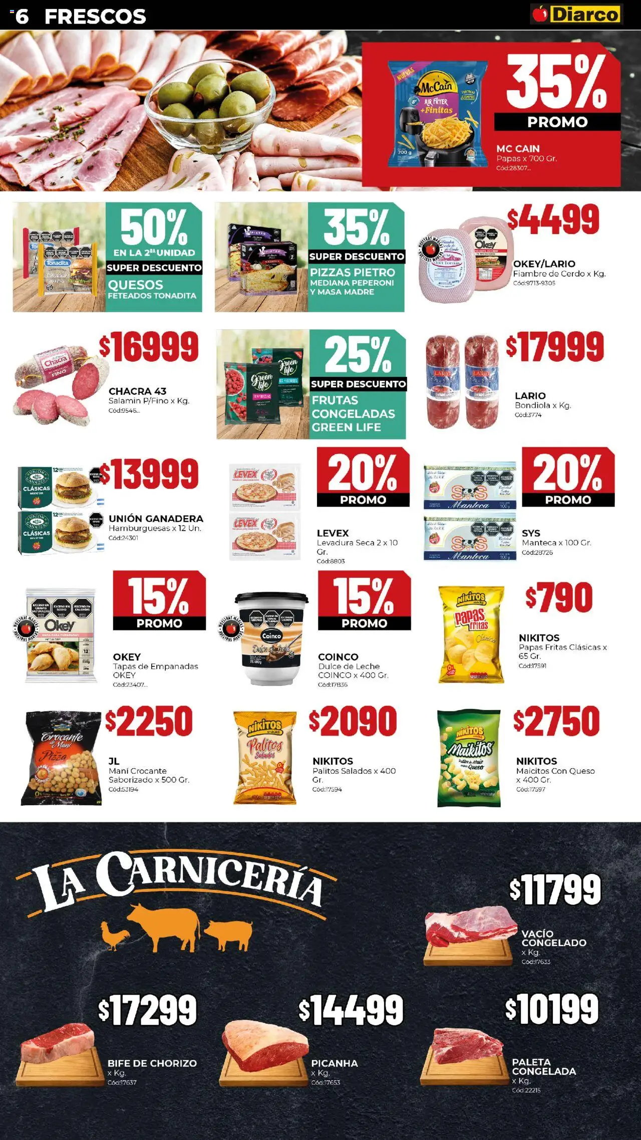 Diarco ofertas │ válido desde el 20.10.2025 | Página: 6 | Productos: Dulce de leche, Mani, Queso, Papas fritas