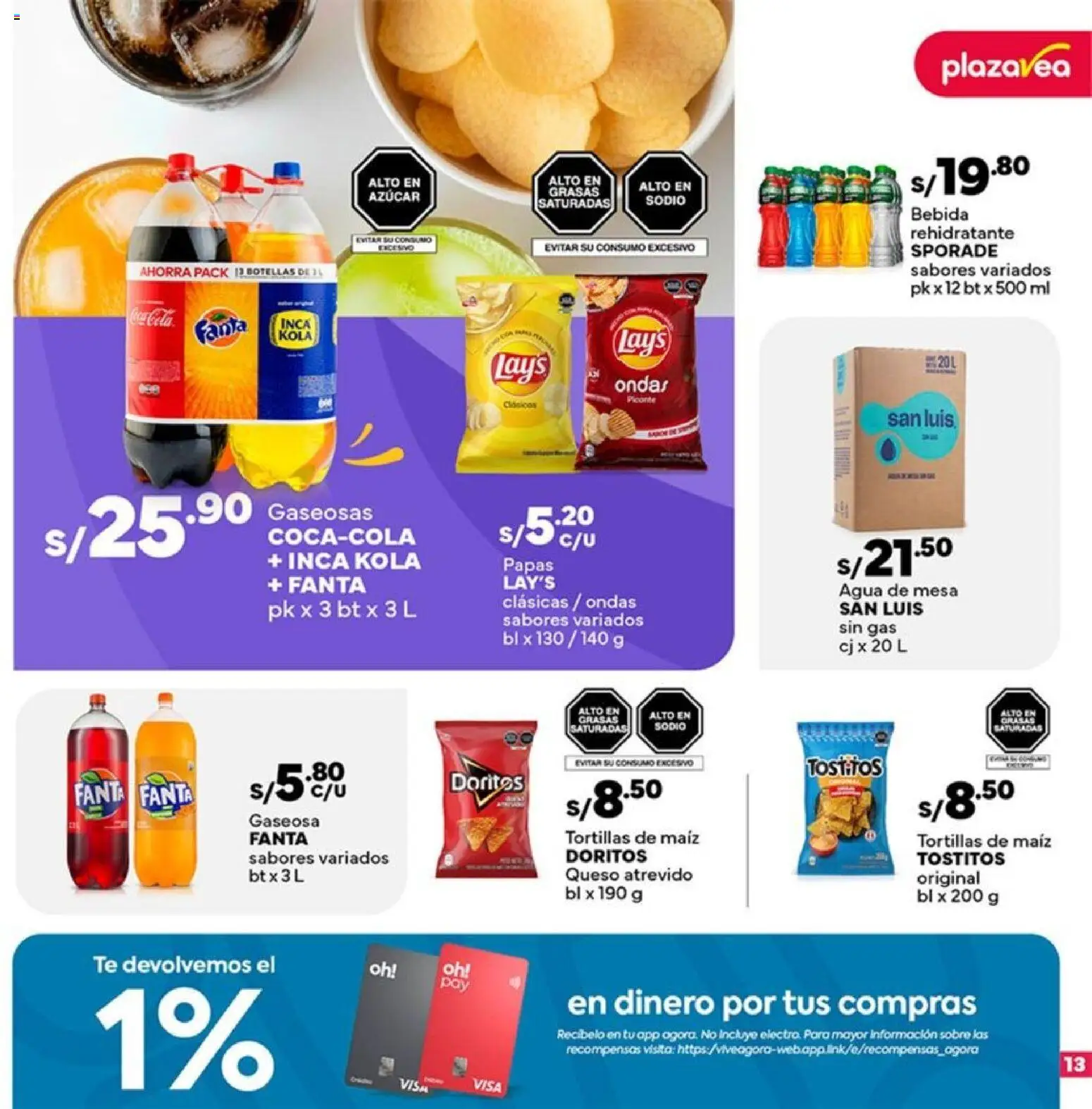 Catálogo Plaza Vea válido desde 21.11.2025 | Página: 13 | Productos: Mesa, Té, Gaseosas, Papas