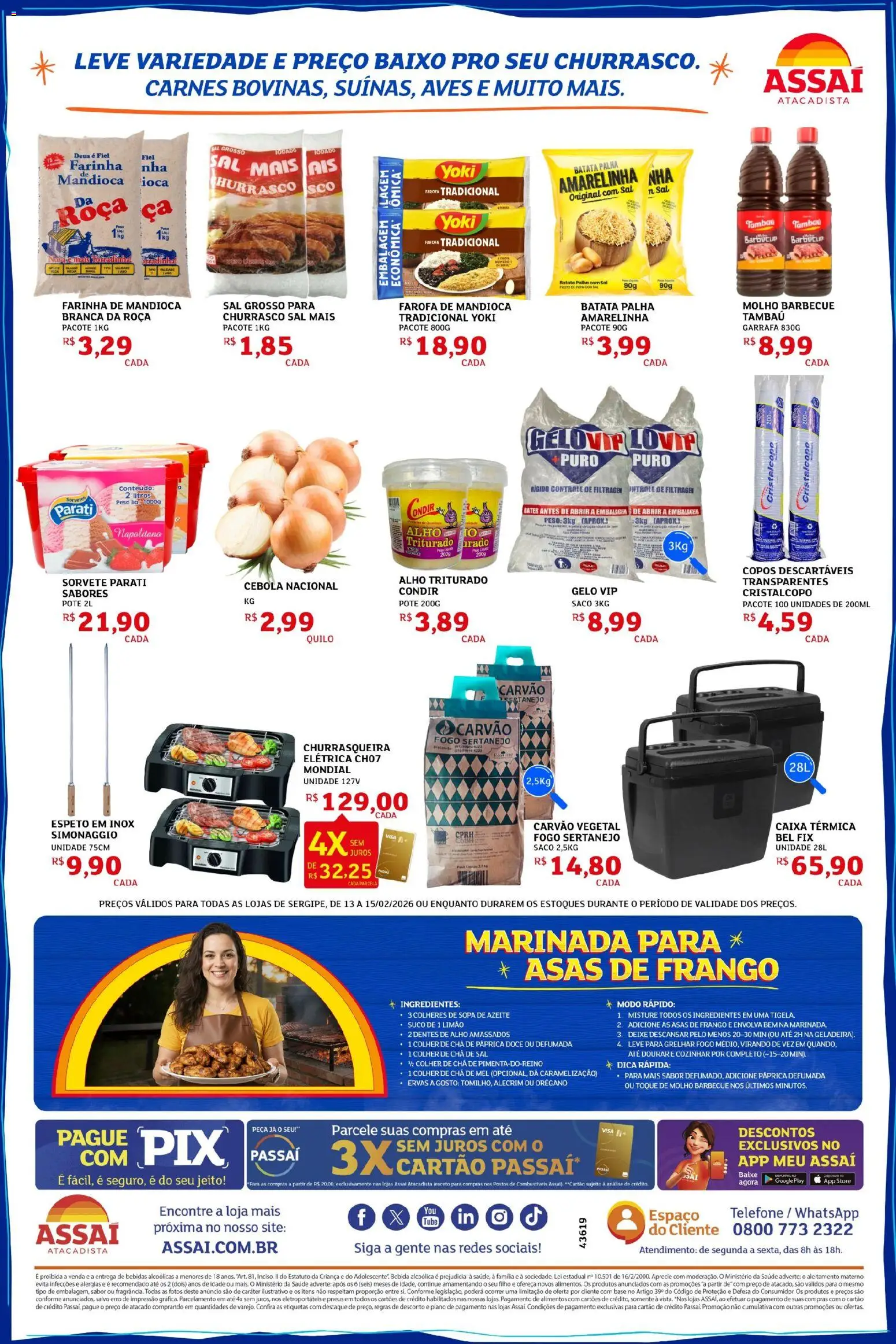 Assaí Atacadista Folheto - válido de 13.02.2026 | Página: 2 | Produtos: Farinha de mandioca, Copos descartáveis, Pneus, Chá