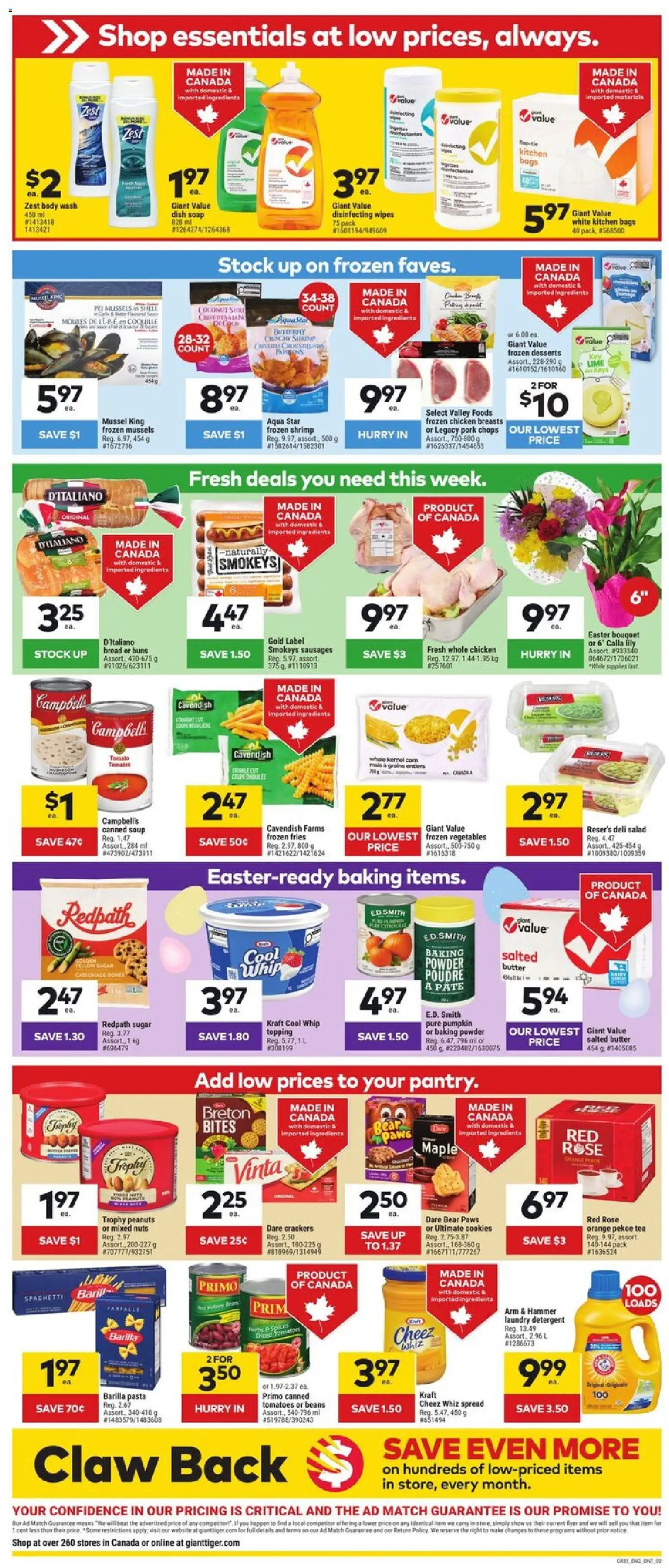 Giant Tiger flyer valid from 01.04.2026 | Page: 2 | Products: Pasta, Chicken breasts, Powder, Detergent