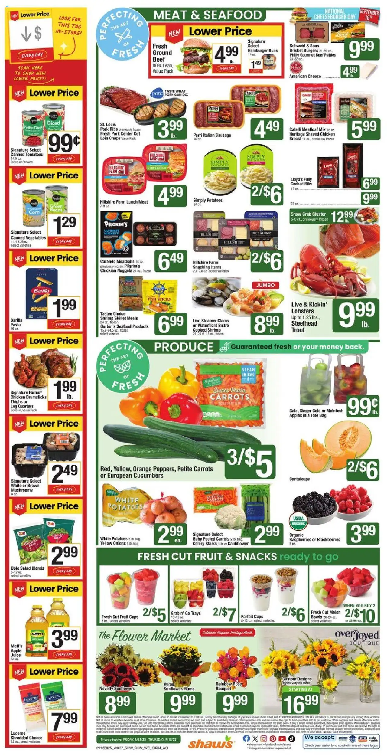 Shaw's Weekly Ad - VT - valid from 12.09.2025 | Page: 4 | Products: Mushrooms, Juice, Tomatoes, Fish