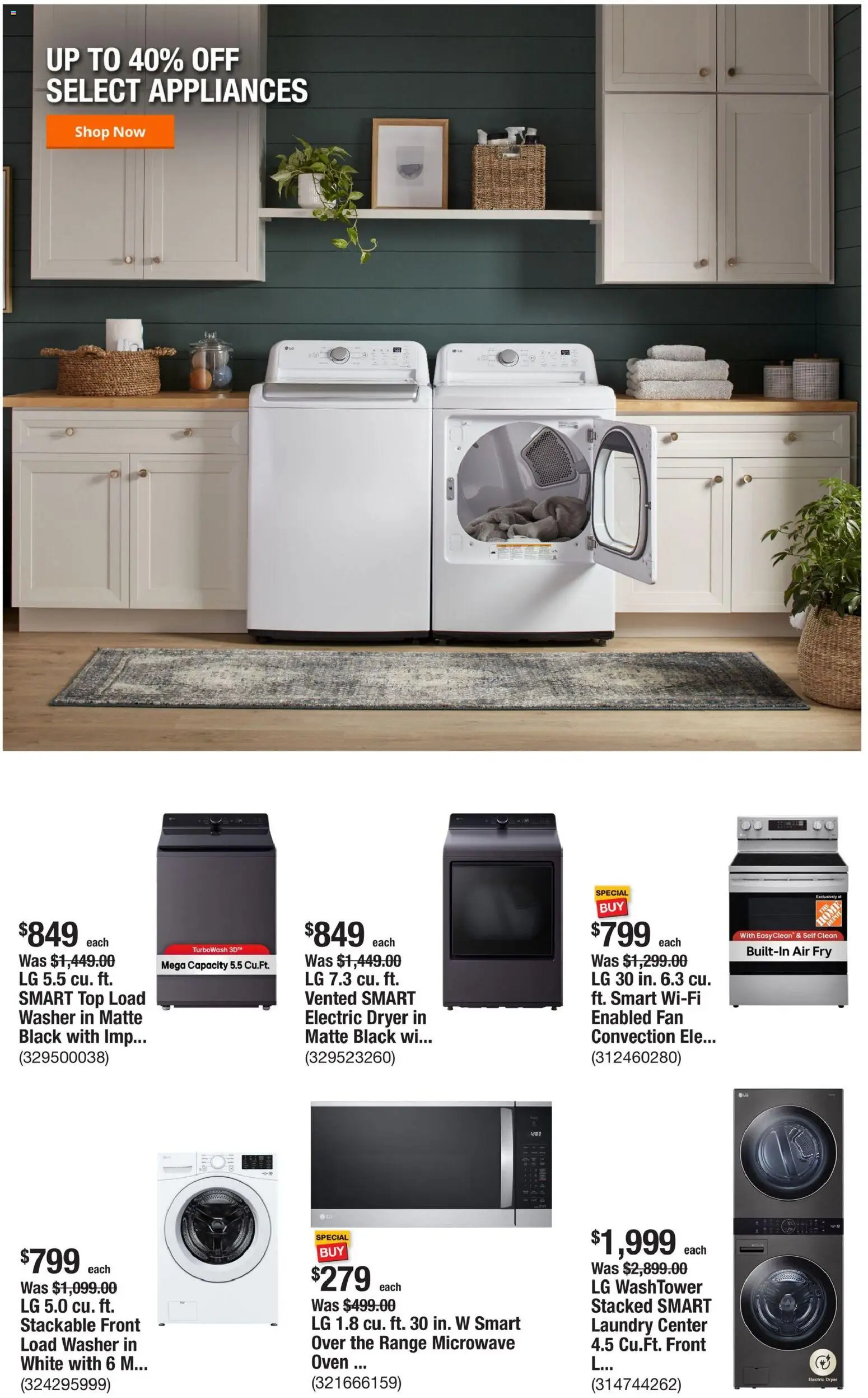 Home Depot Weekly Ad - valid from 12.02.2026 | Page: 2 | Products: Microwave, Washer, Oven, Fan
