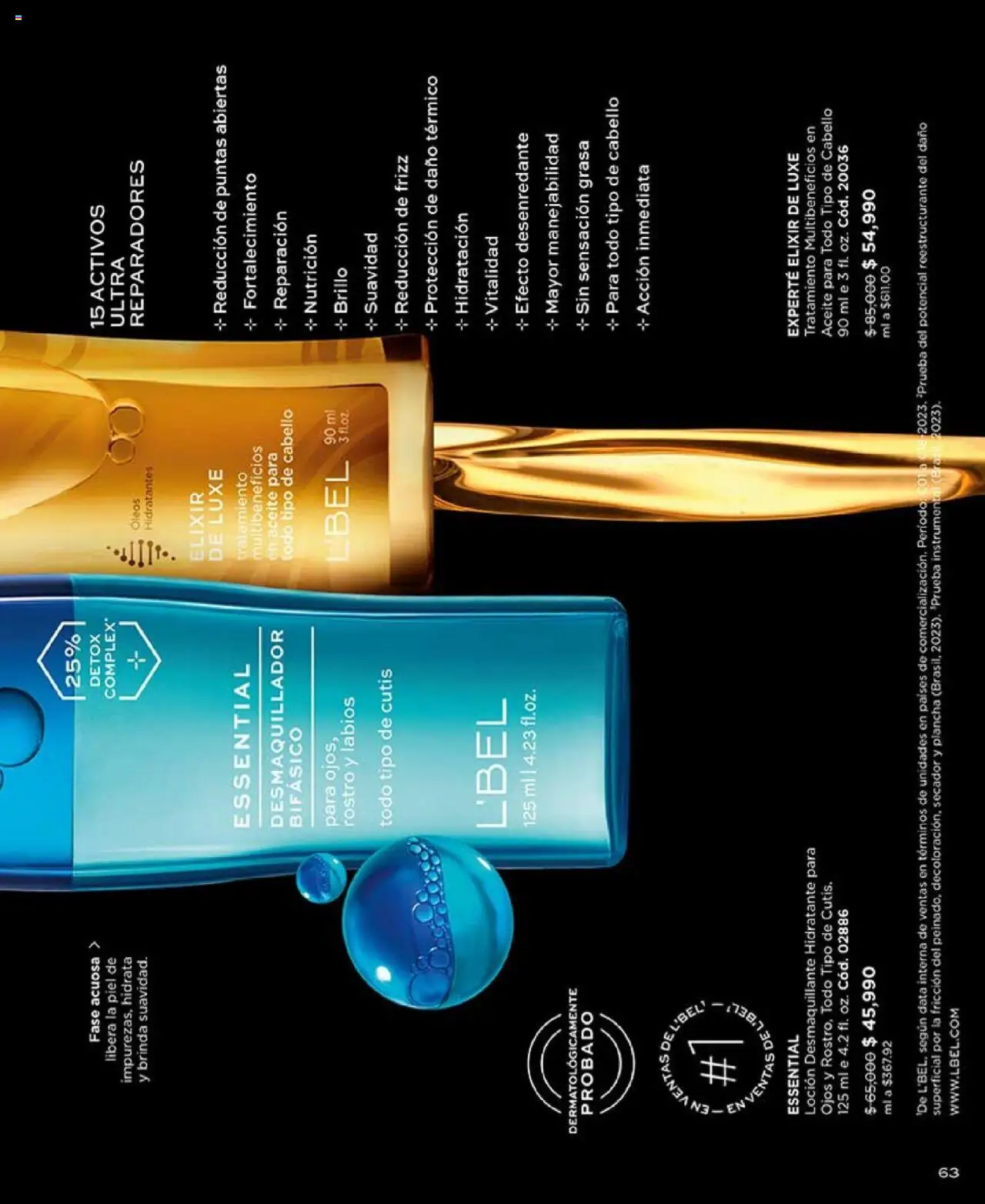 L'Bel revista - valida desde el 14.10.2025 | Página: 63 | Productos: Plancha, Brillo, Loción, Desmaquillante