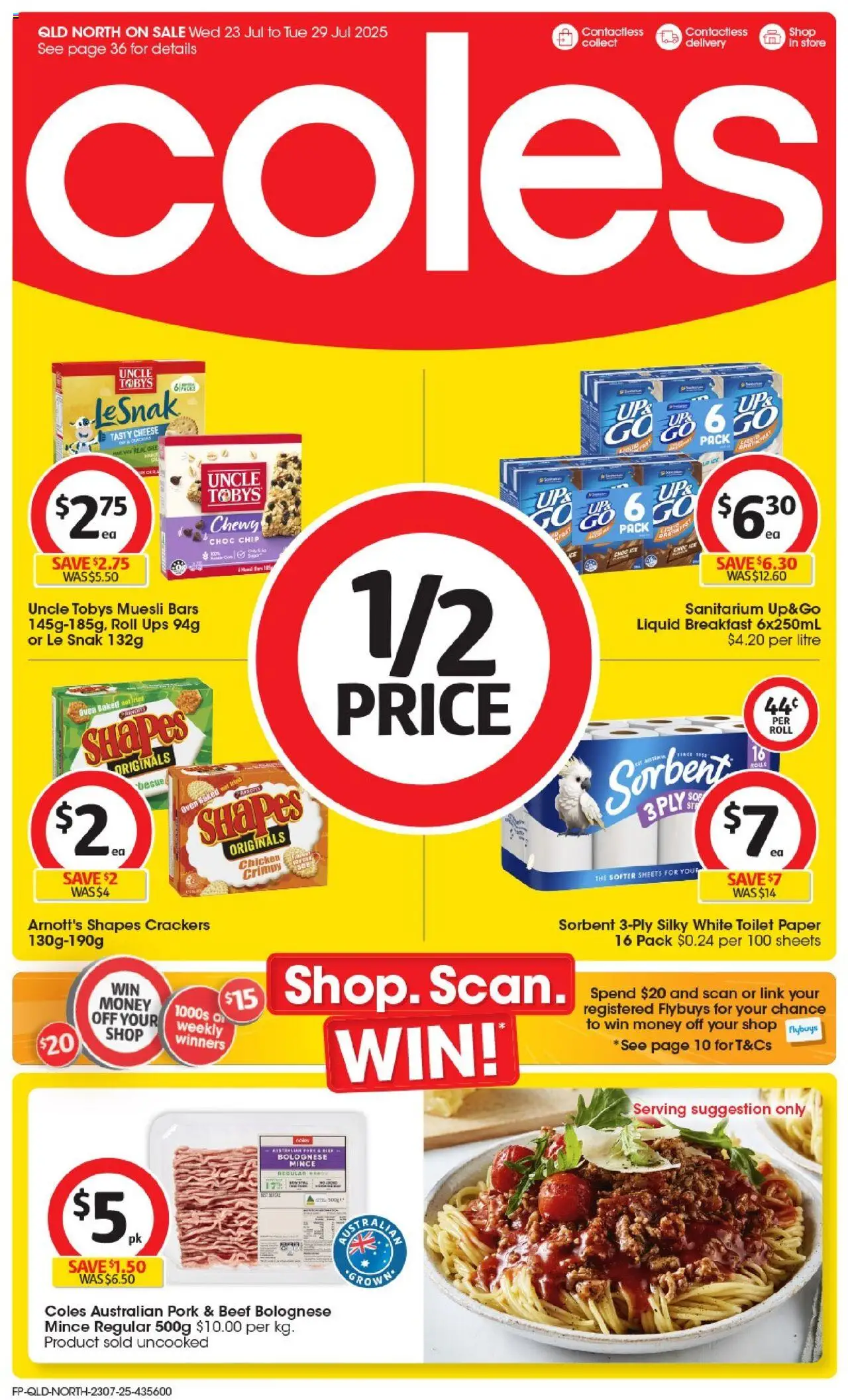 Coles catalogue - valid from 23.07.2025 | Page: 1 | Products: Crackers, Cheese, Beef, Toilet paper