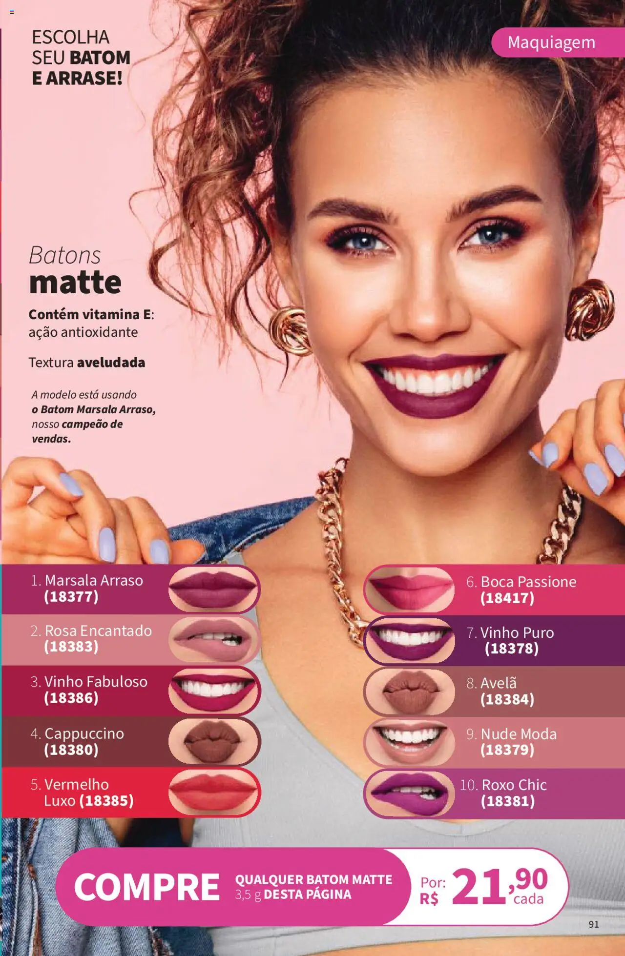 Jequiti Folheto - válido de 19.09.2025 | Página: 91 | Produtos: Maquiagem, Batom, Vinho, Avelã