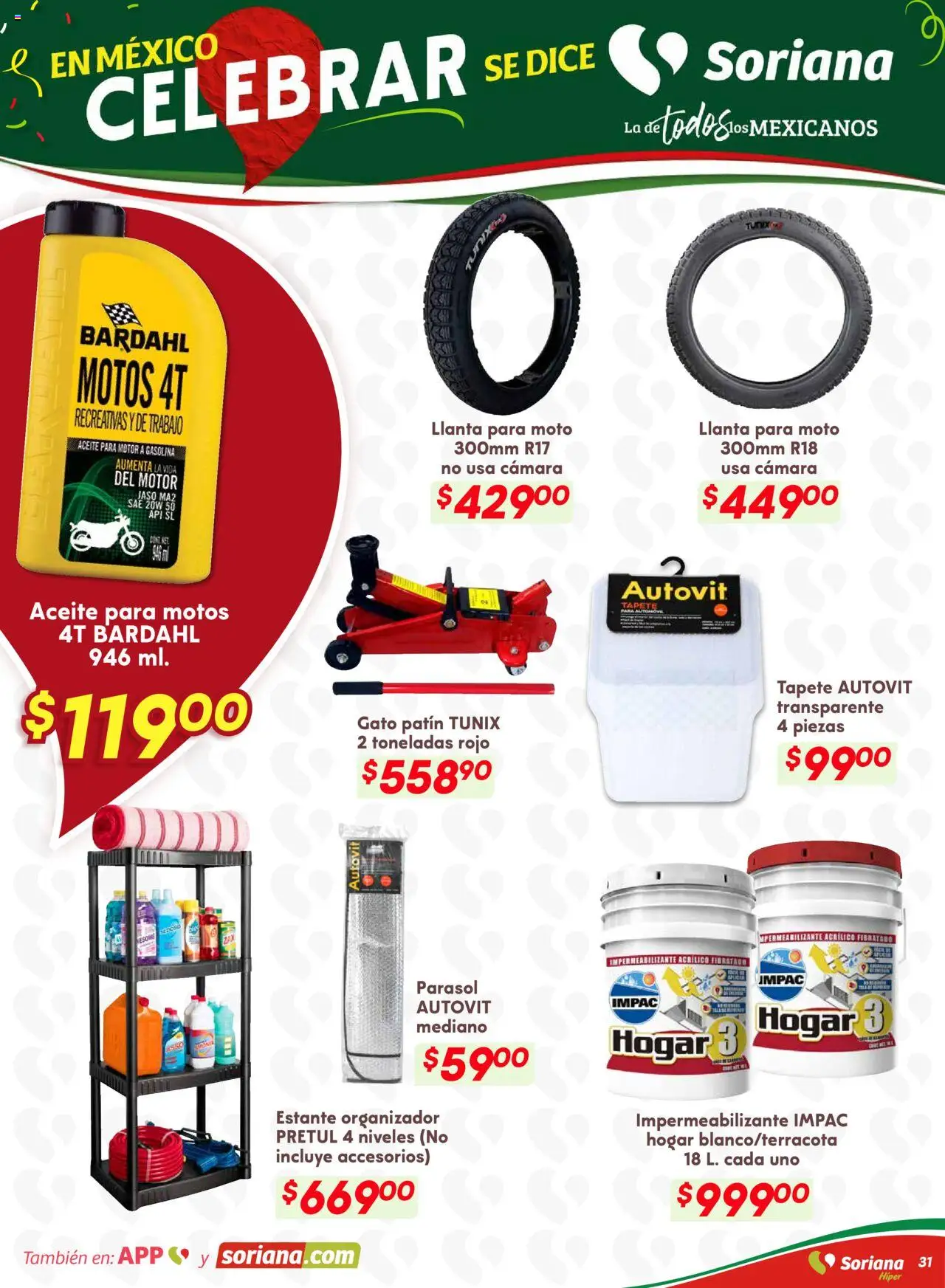 Nuevas ofertas de Soriana válidas en toda la República Mexicana desde el 18.09.2025. ¡Encuentra las mejores ofertas en Soriana - Preciazazaso Híper: Edo Mex, Gro, Hgo, Mor, Pue, Qto, Tlax, Ver! | Página: 38 | Productos: Estante, Aceite, Cámara, Tapete