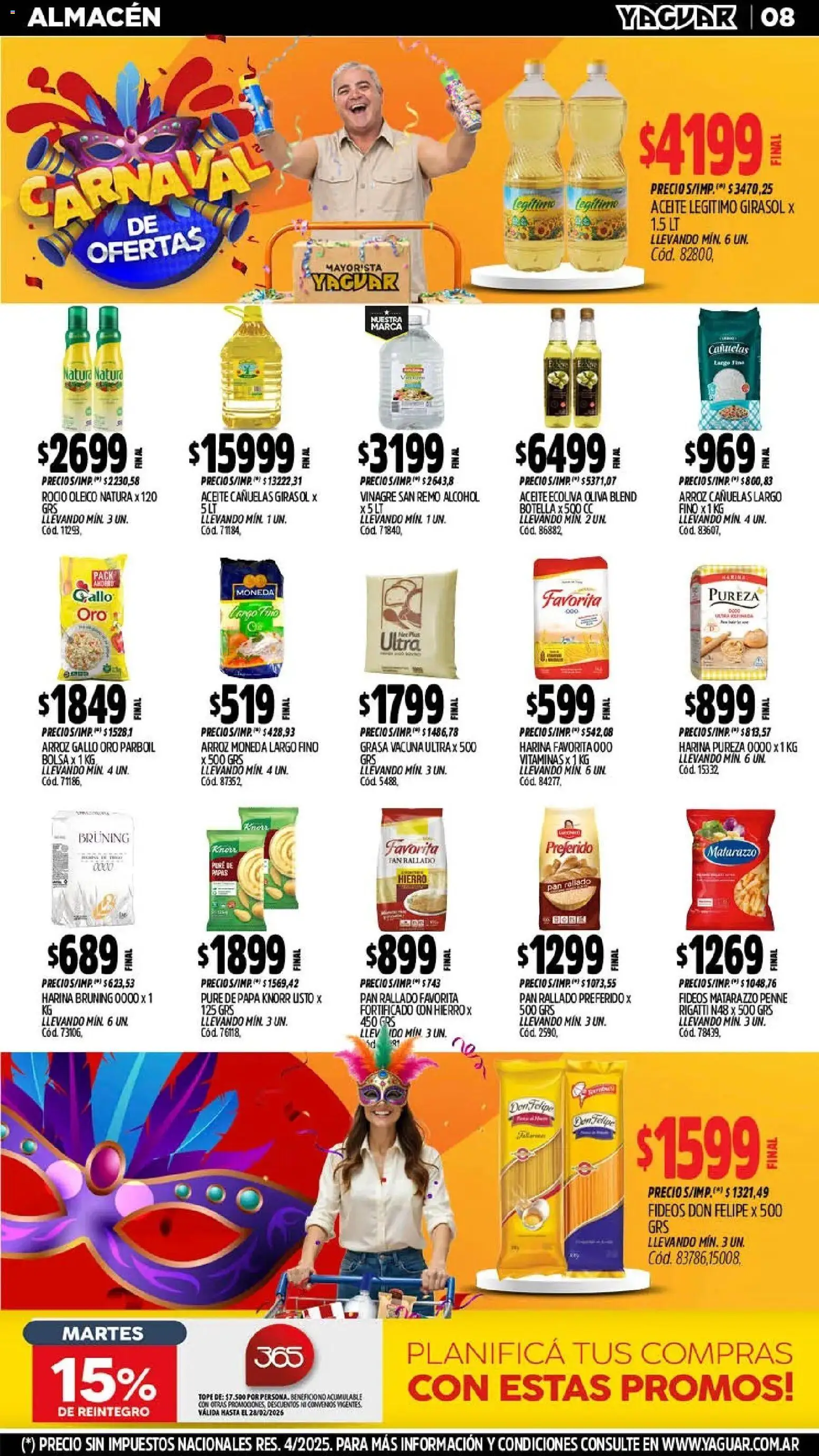 Yaguar - Oferta Semanal Trelew │ válido desde el 16.02.2026 | Página: 8 | Productos: Bolsa, Papa, Vinagre, Arroz